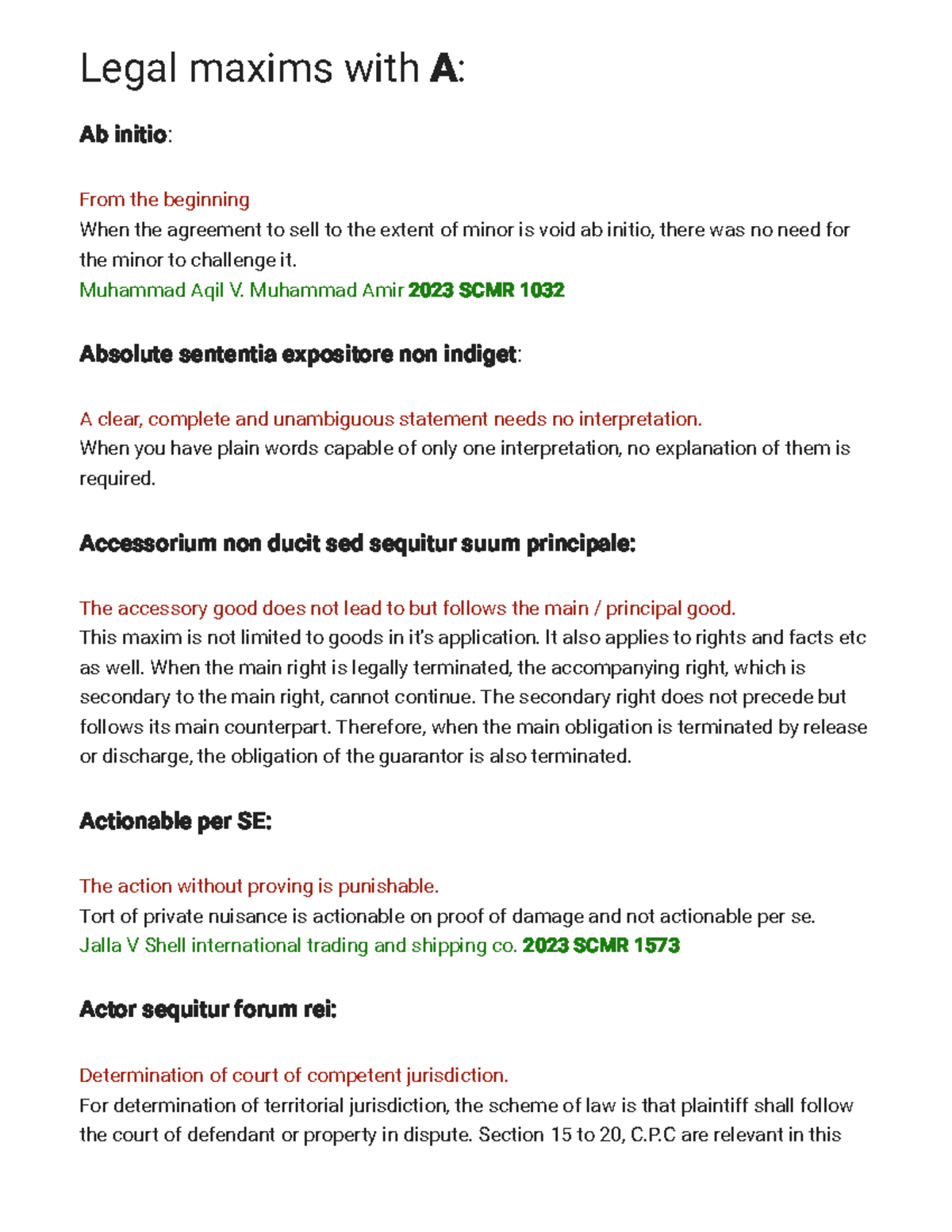 Legal Maxims - PK Laws - Comprehensive Notes for Law Students - Studocu