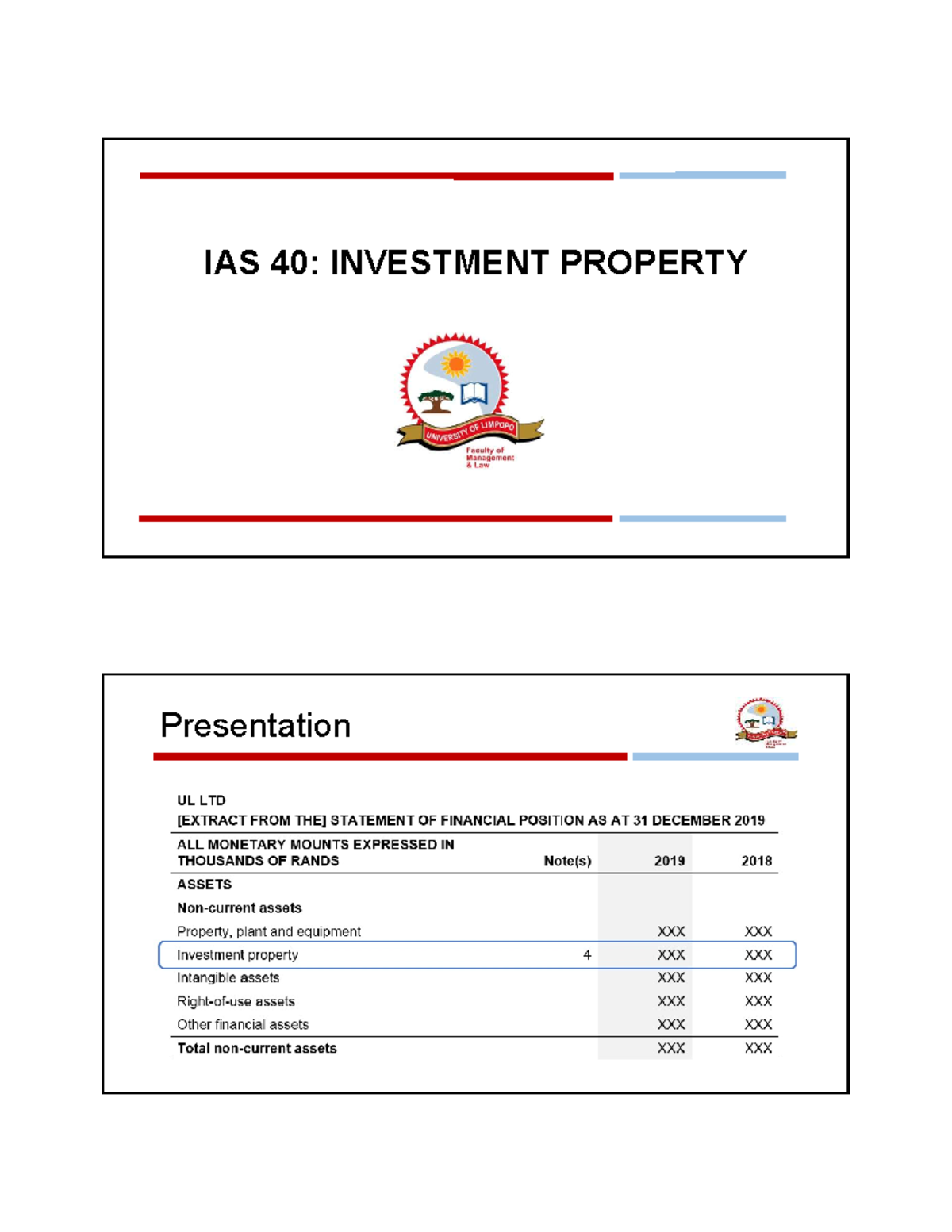 CACC021 IAS 40: Investment Property Classification and Examples - Studocu