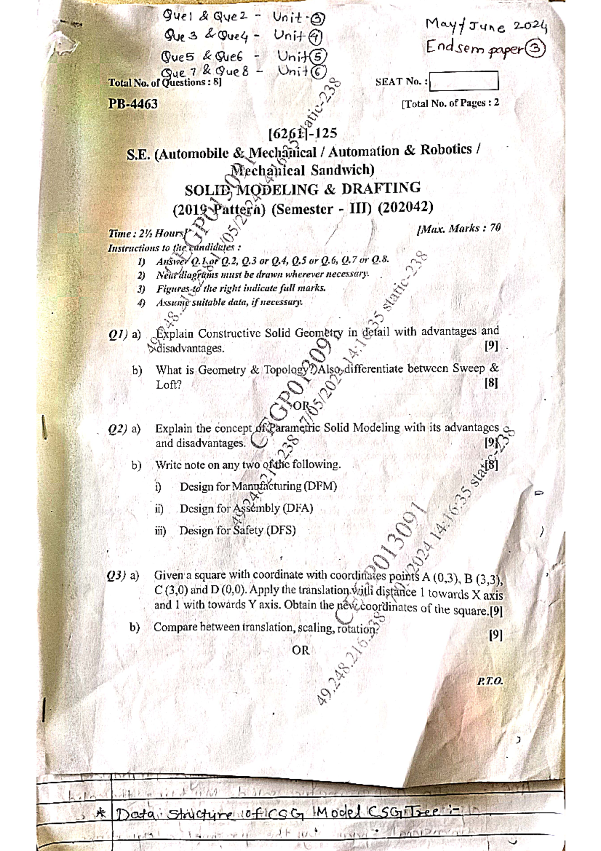 SMD End Sem Paper-03 with Solution - Quel Que2 Unit 3 Que 3 Unit 4 2024 ...