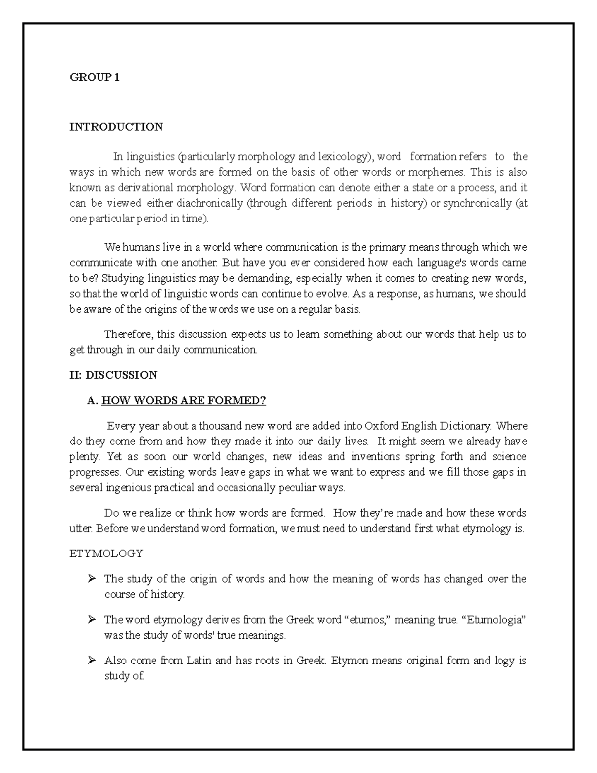 Lecture Notes Structure OF English - Introduction to Linguistics ...