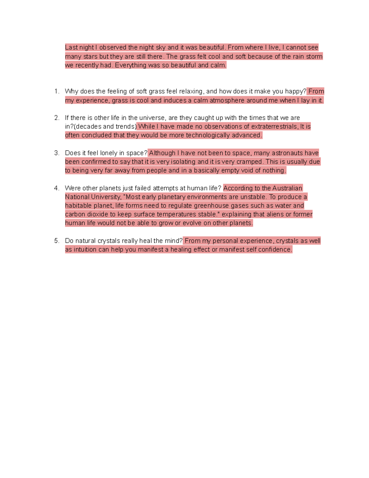 Lab 1 ASTR 1301 - Observations and Reflections on Night Sky - Studocu