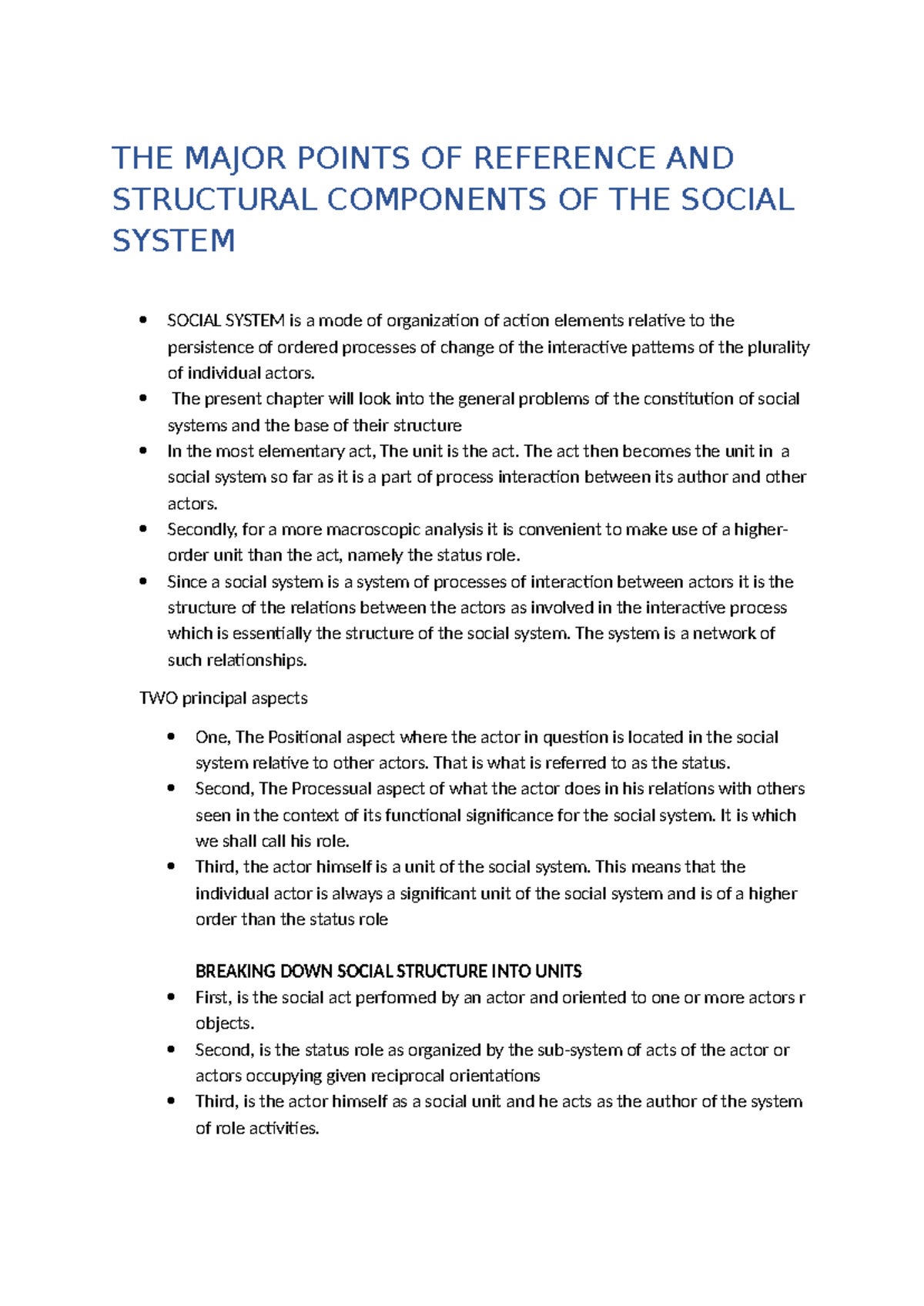 Social System Analysis: Key Components and Structural Dynamics - Studocu