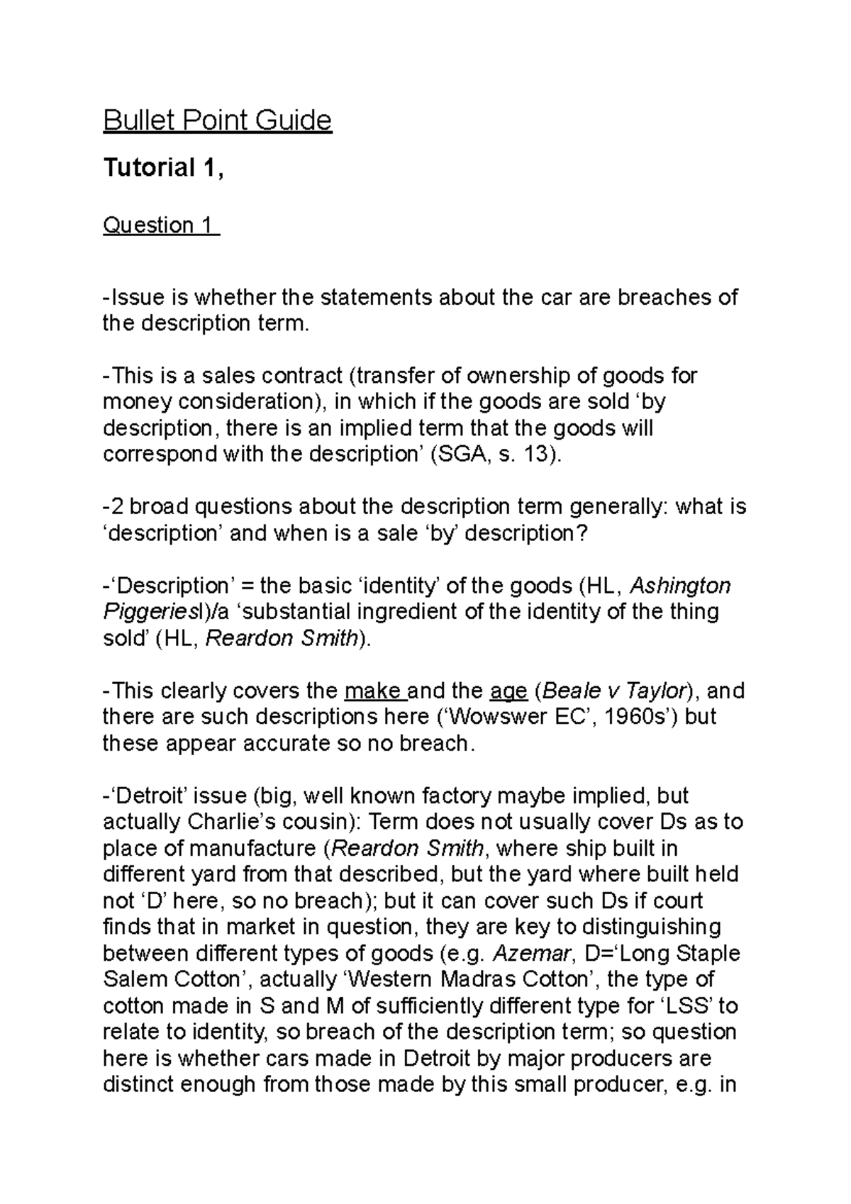 Tut1Bullet Point Guide ques 1 and 2 - Bullet Point Guide Tutorial 1 ...