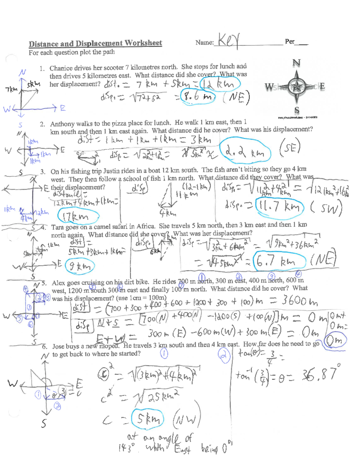 AHS Physics Worksheet 3 - Displacement and Velocity Problems - Studocu, image size:1200x1553