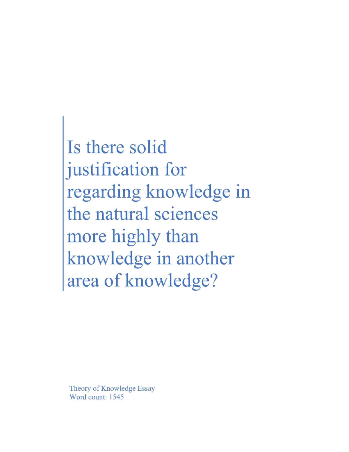 TOK Essay: Evaluating Knowledge in Natural Sciences vs. Human Sciences ...