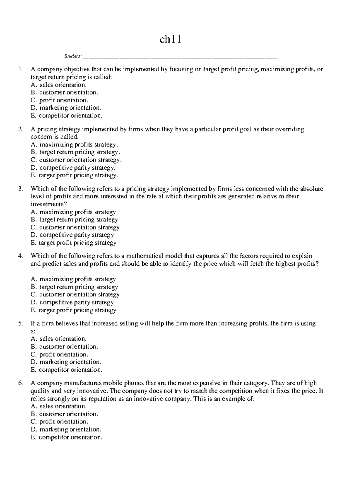 Chapter 11 Multiple Choice - ch11 Student: - Studocu