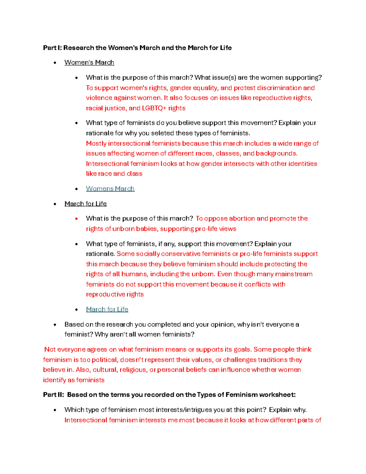 Intersectional Feminism and the Women's March: A Study (Document 2 ...