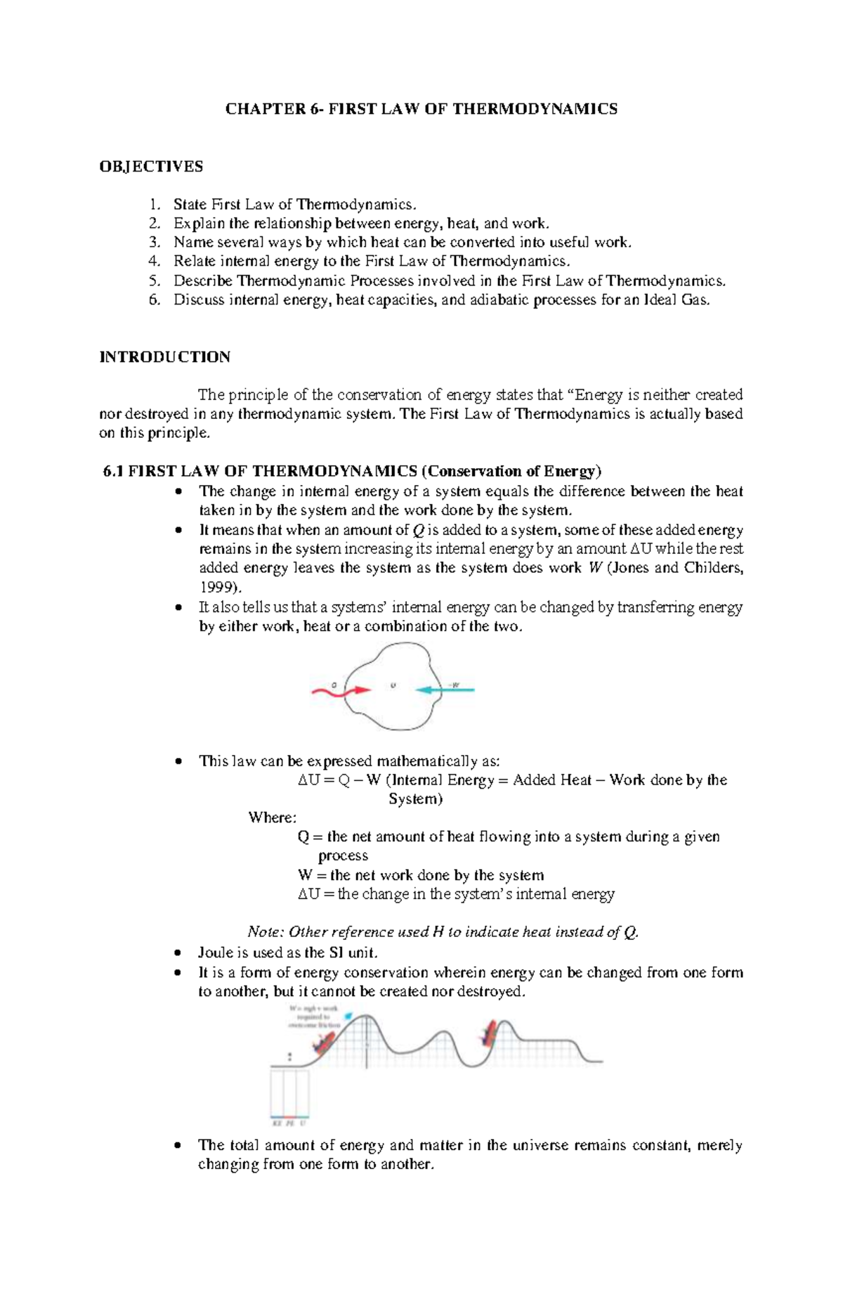Chapter 6: First Law of Thermodynamics - Energy, Work, and Heat ...