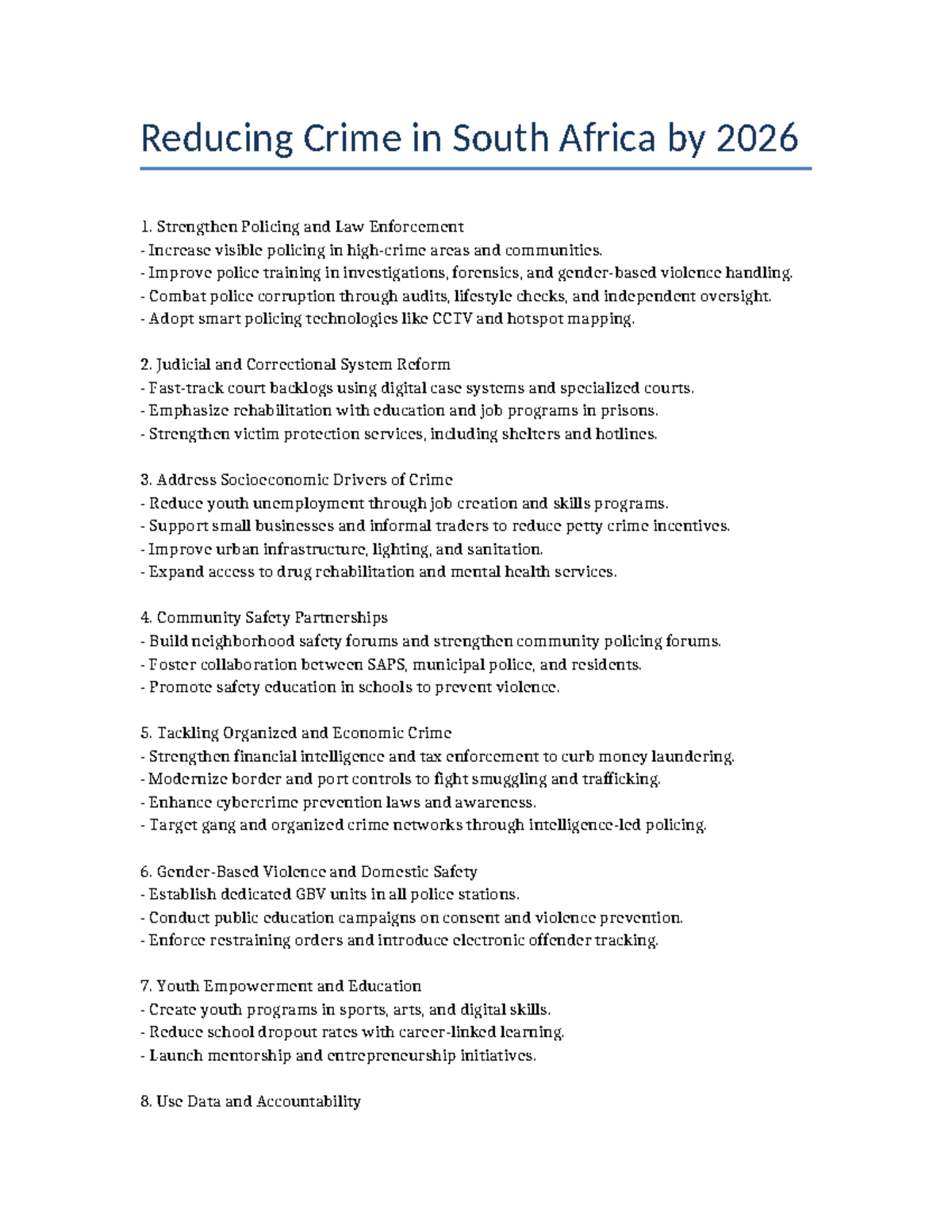 Strategies for Reducing Crime in South Africa by 2026 - Studocu