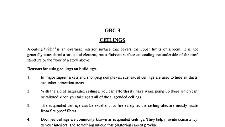 GBC 3 (m1) Ceilings - Comprehensive Overview and Notes - Studocu