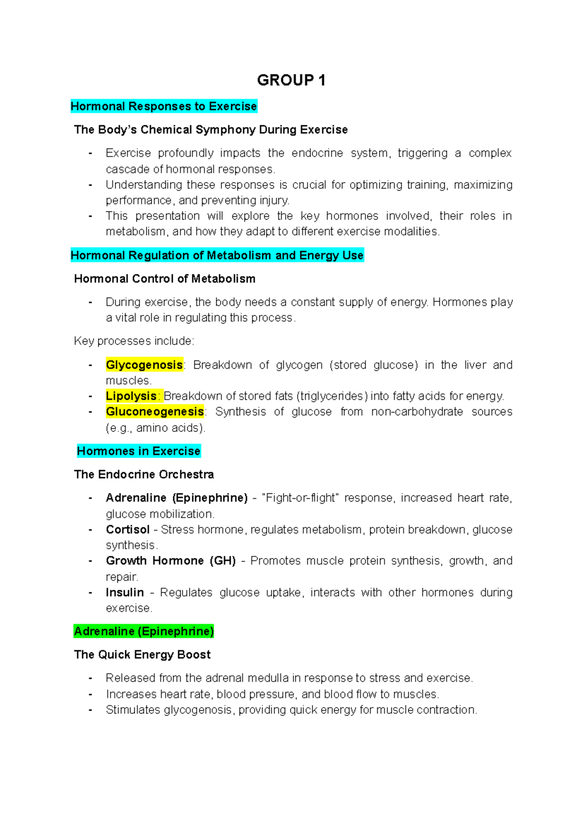 BSPE- Hormonal Responses to Exercise: The Endocrine System in Action ...