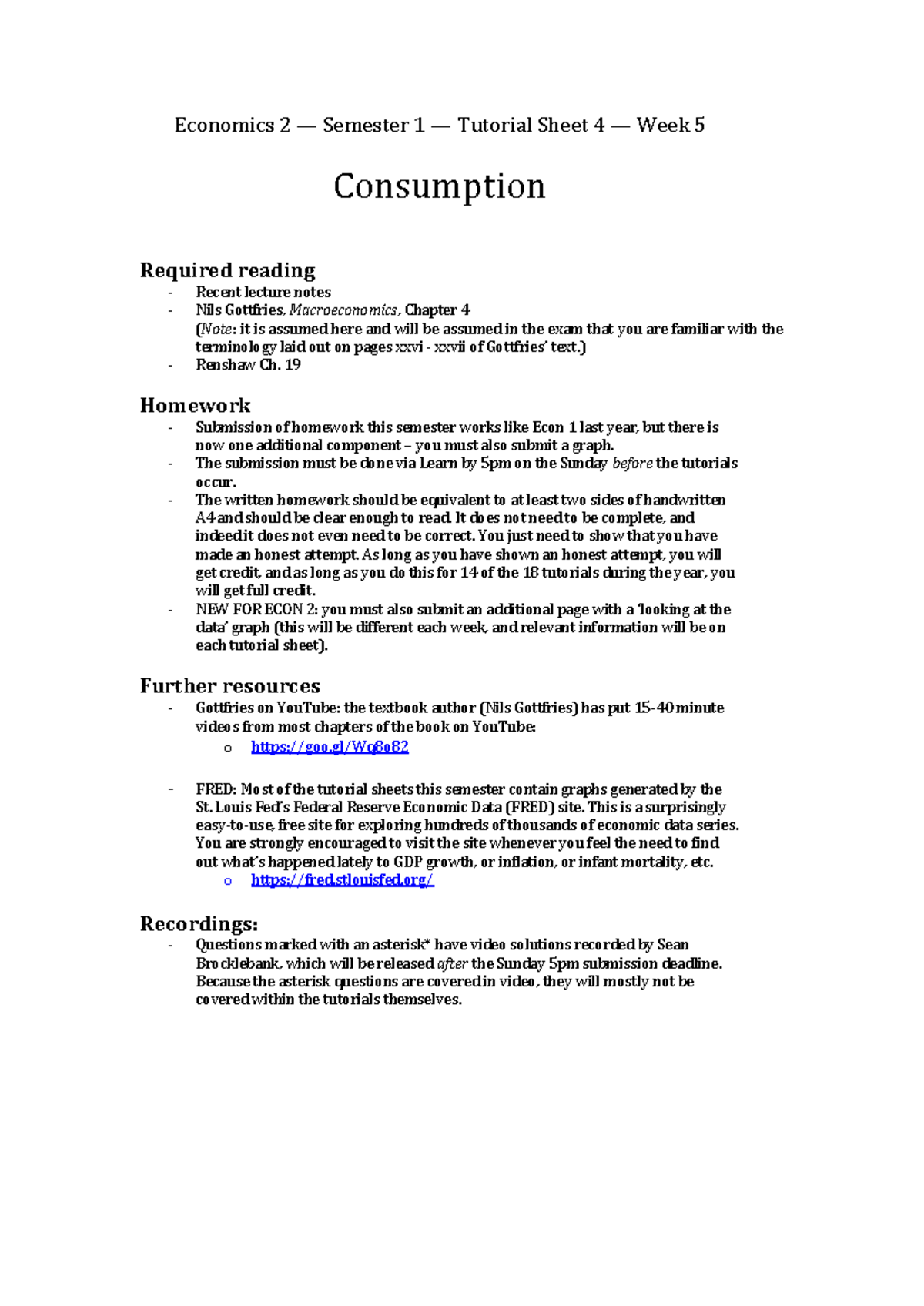 Econ2 S1 W5 Tutorial Sheet & Answers - Economics 2 Semester 1 Week 5 ...