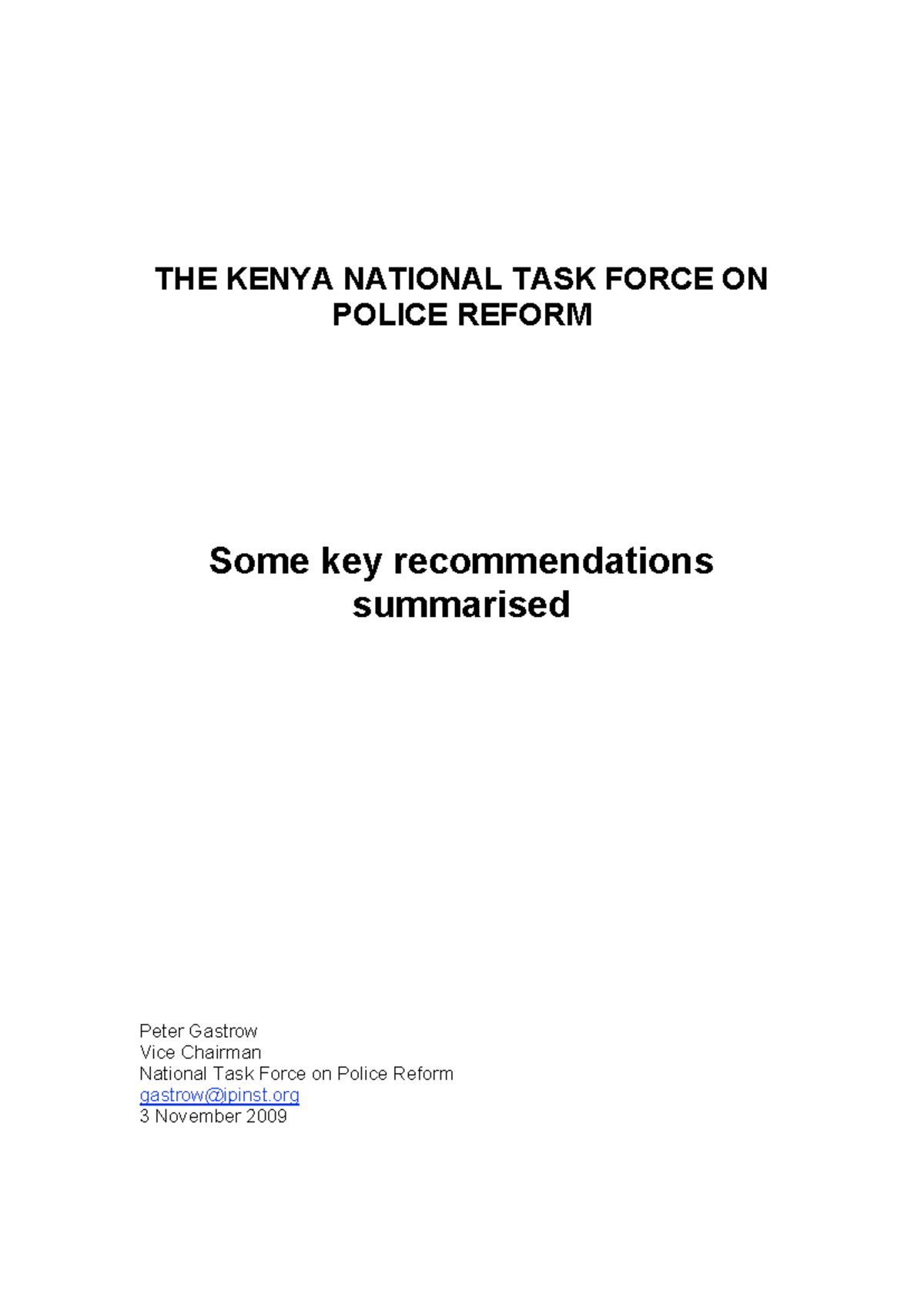 Kenya Police Reform Task Force Report Summary: Key Recommendations ...