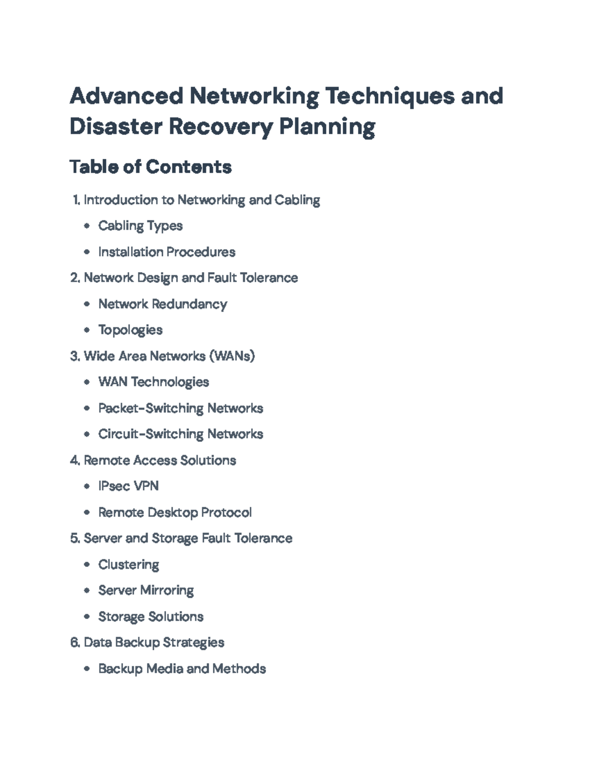 Advanced Networking Techniques & Disaster Recovery Planning Guide ...