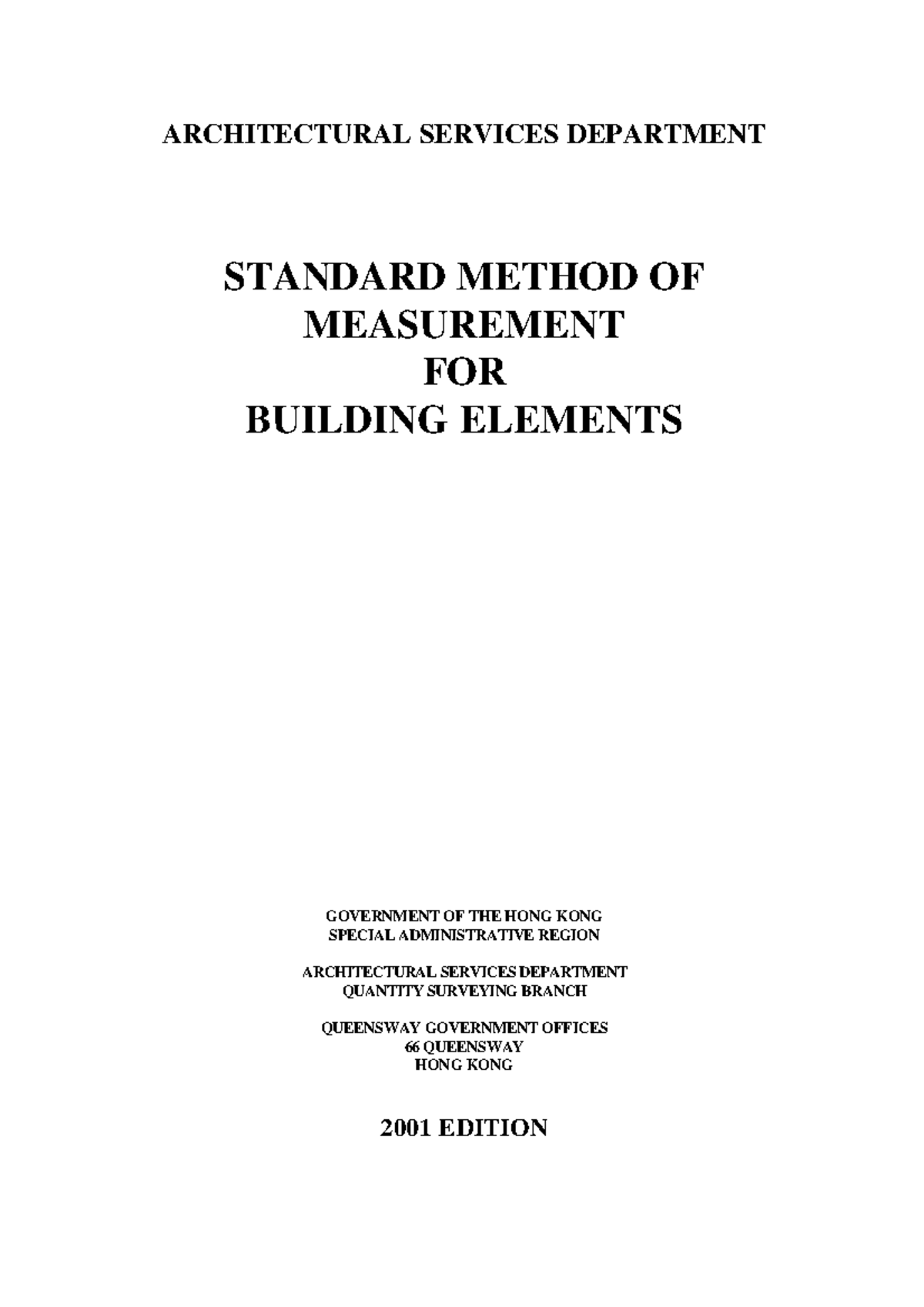 SMM7: Standard Method of Measurement for Building Elements (2001) - Studocu
