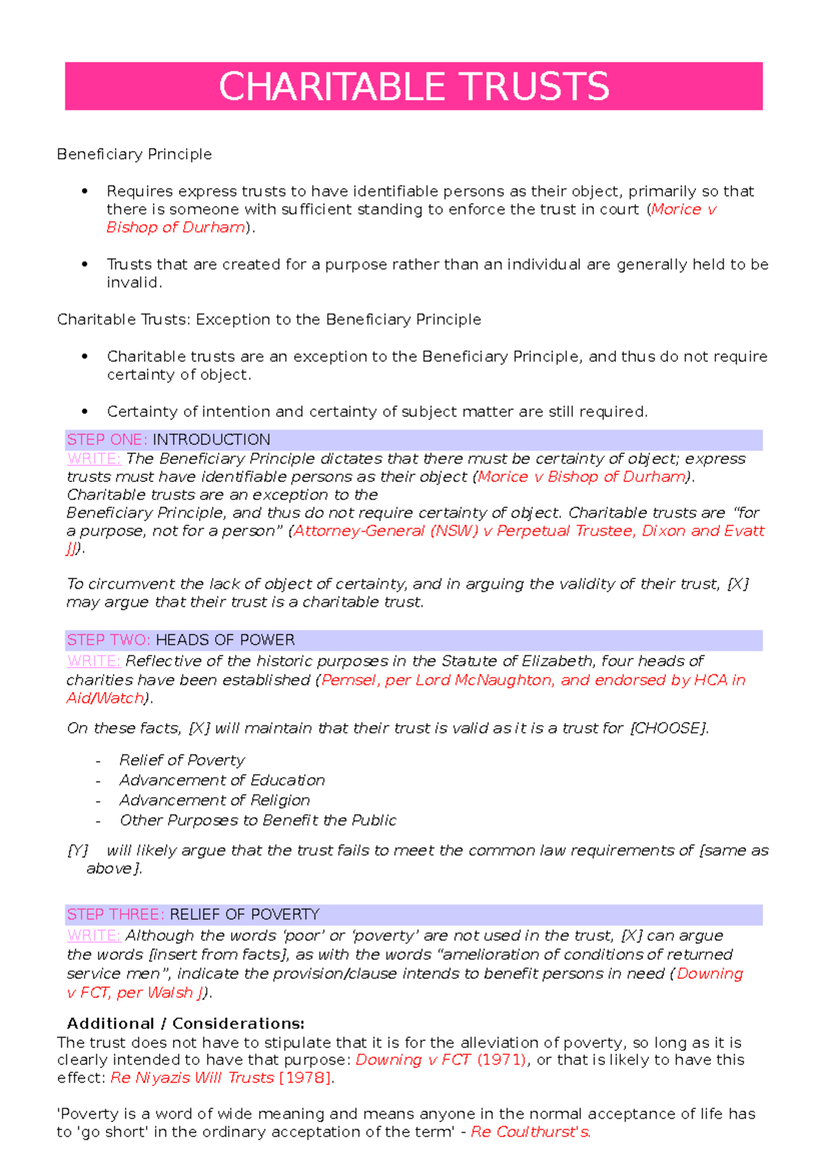 Charitable Trusts Final Exam Overview and Analysis - Studocu