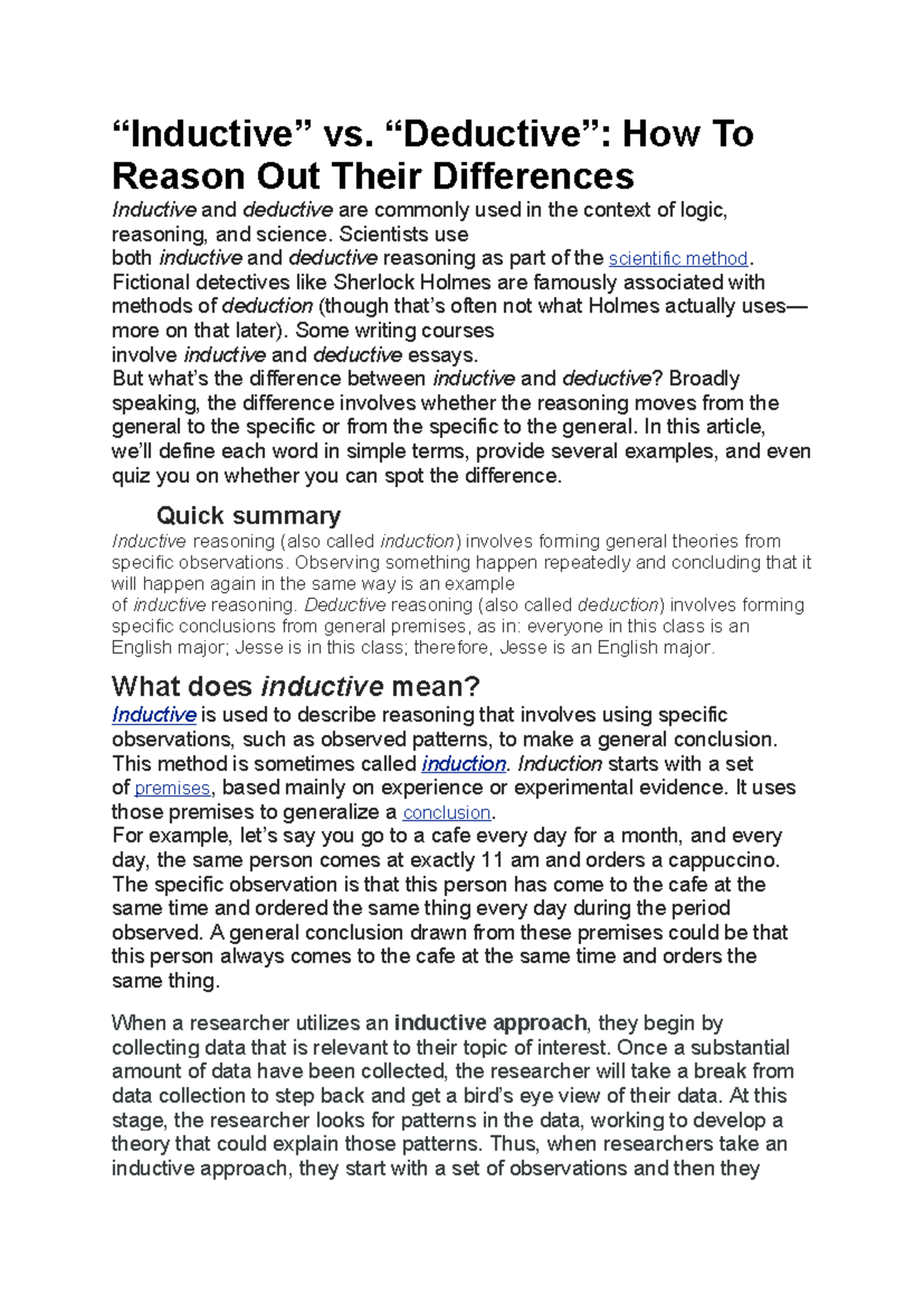 Inductive and deductive - “Inductive” vs. “Deductive”: How To Reason ...