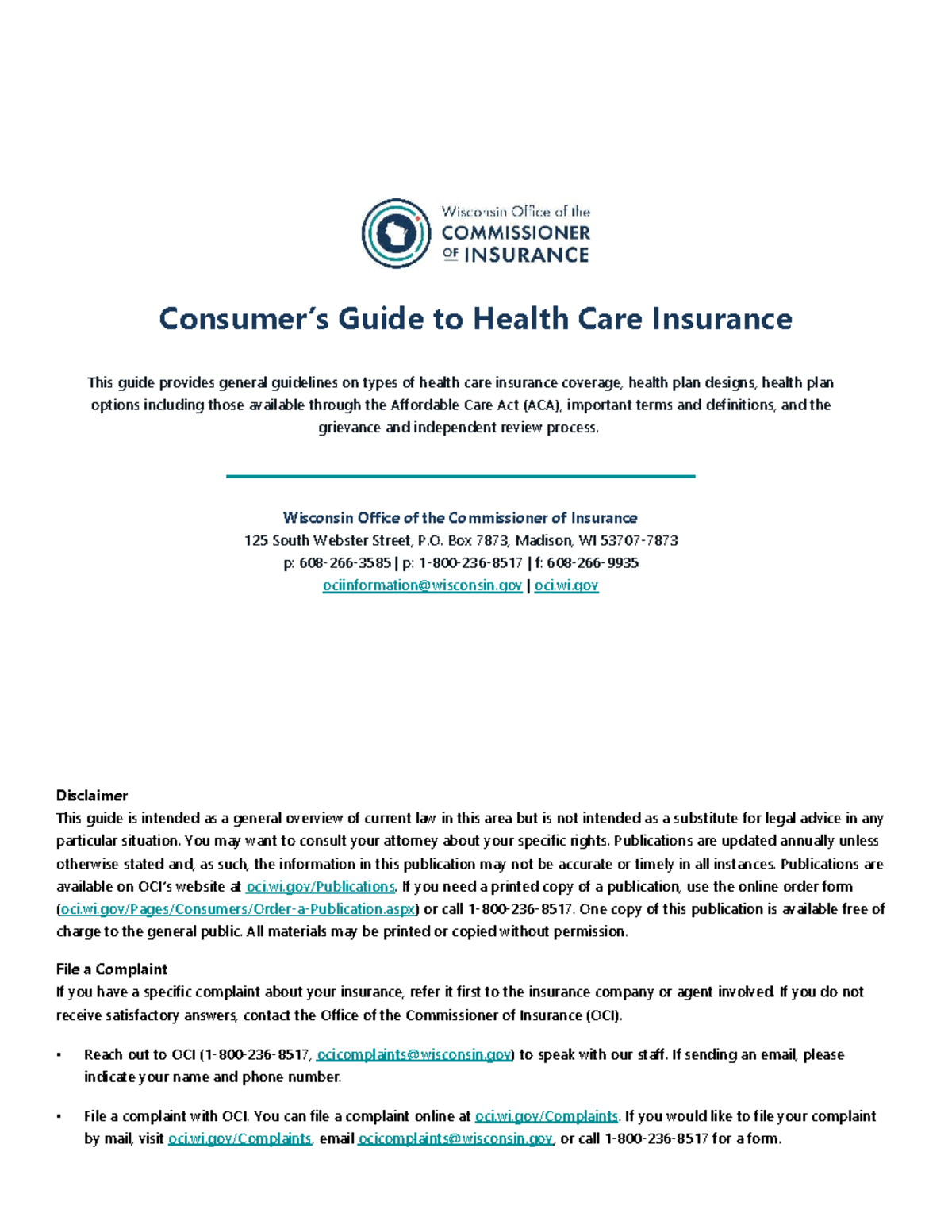 Consumer Guide to Health Care Insurance: Coverage & Options - Studocu