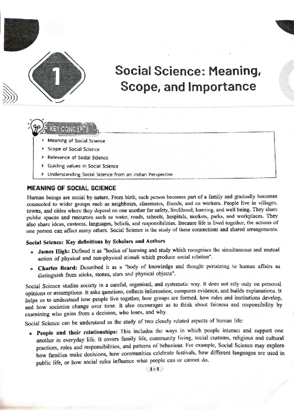 Social Science Ch-1: Meaning, Scope, and Importance Explained - Studocu