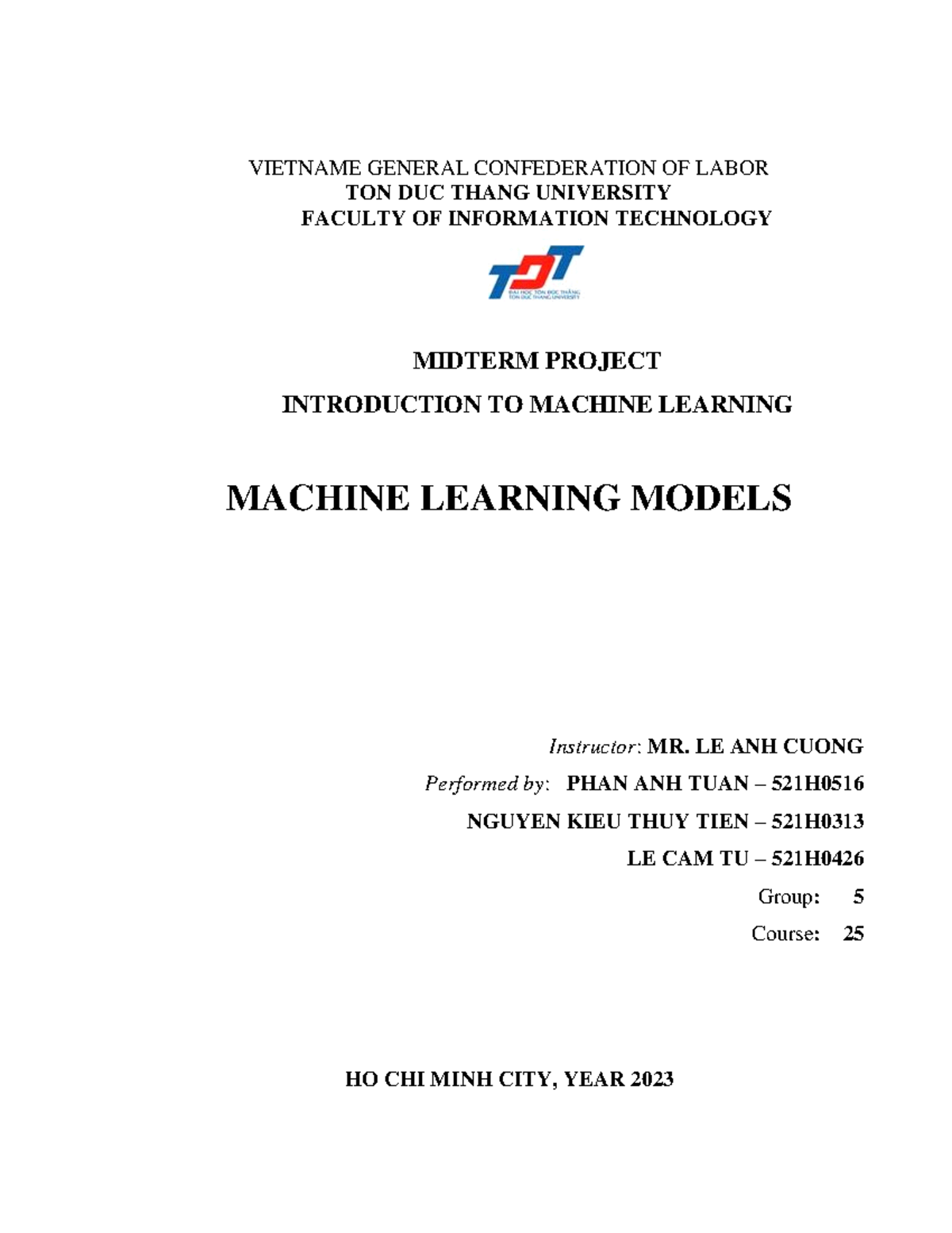 Midterm Project on Machine Learning Models (Course 25) - Studocu