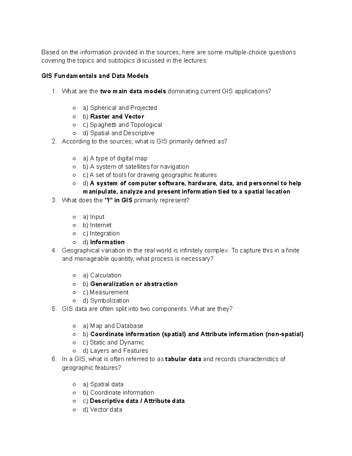 GIS MCQ Questions and Answers: Fundamentals, Data Models & Analysis ...