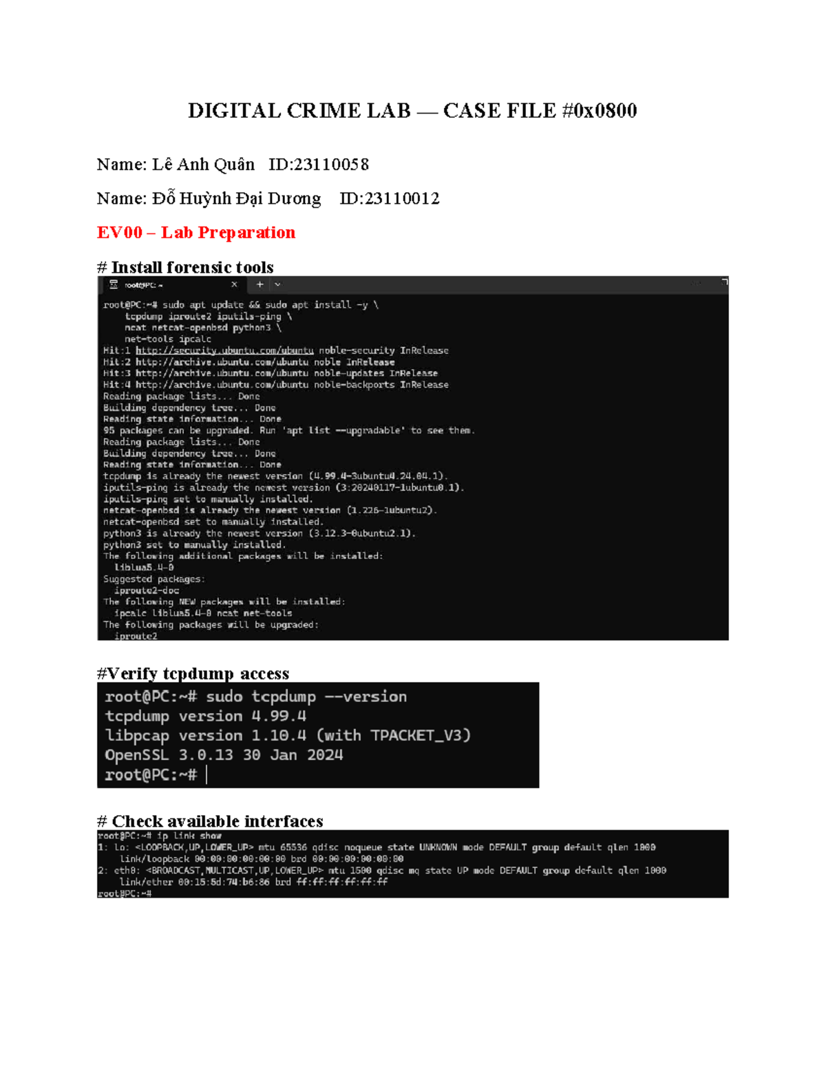 DIGITAL CRIME LAB CASE FILE EV00 & EV01 Analysis and Findings - Studocu