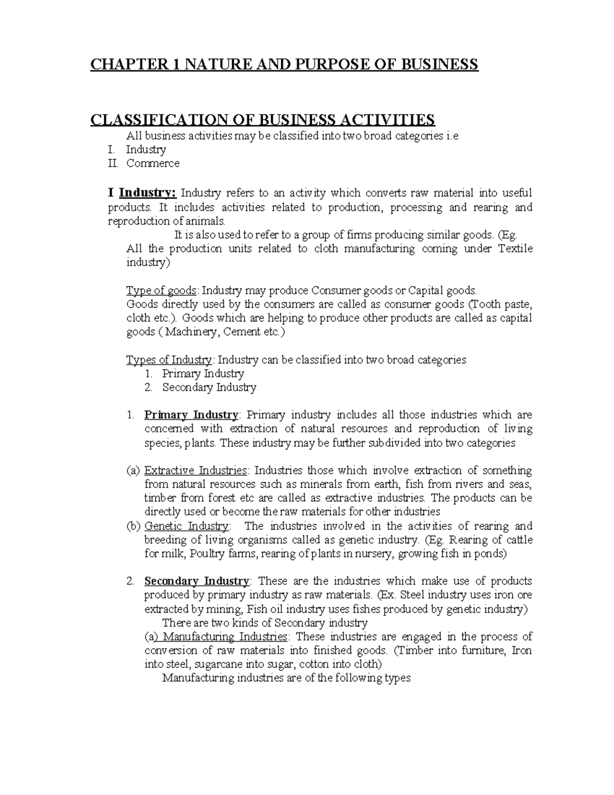 Chapter 1 nature and purpose of business - CHAPTER 1 NATURE AND PURPOSE ...