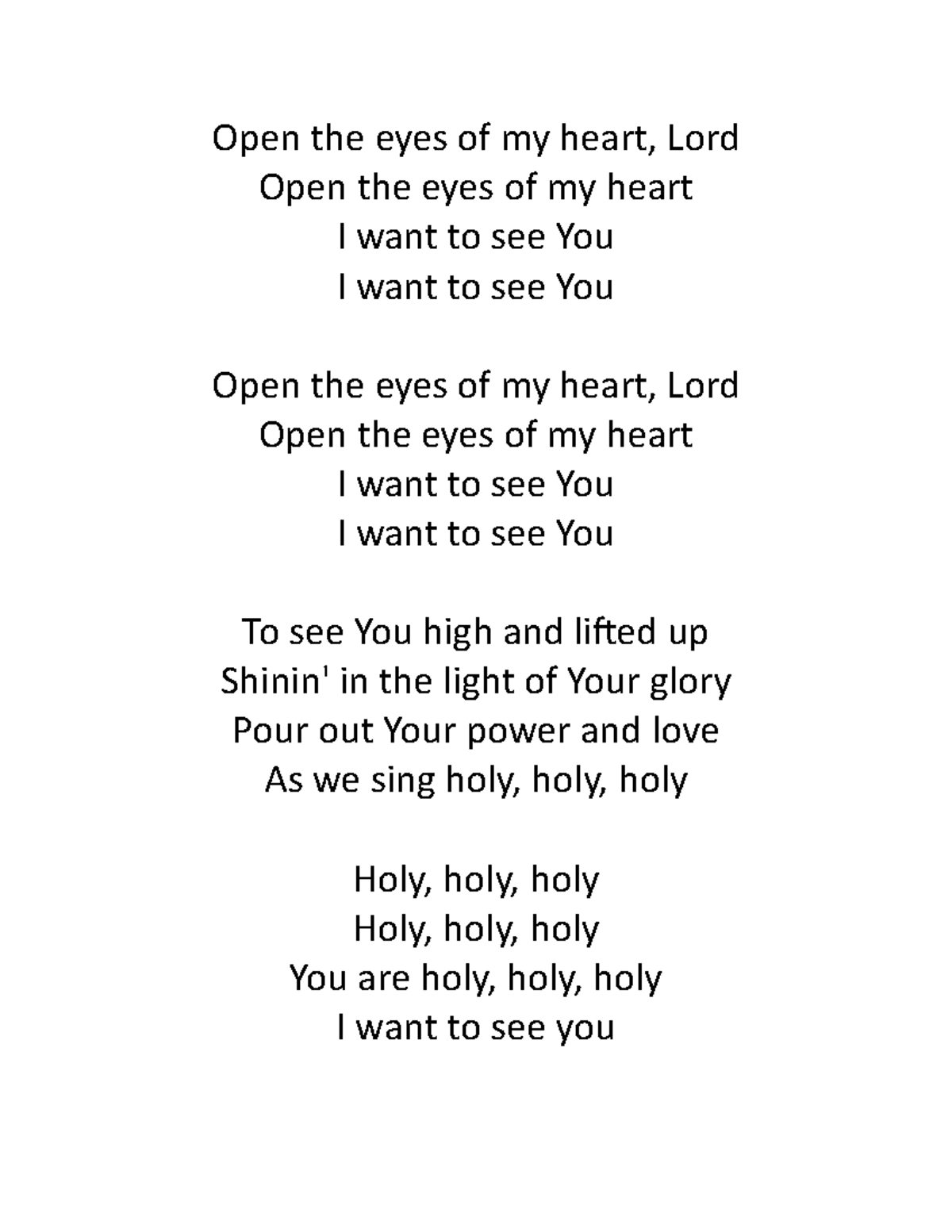 Open the Eyes of My Heart: Worship Lyrics Analysis - Studocu