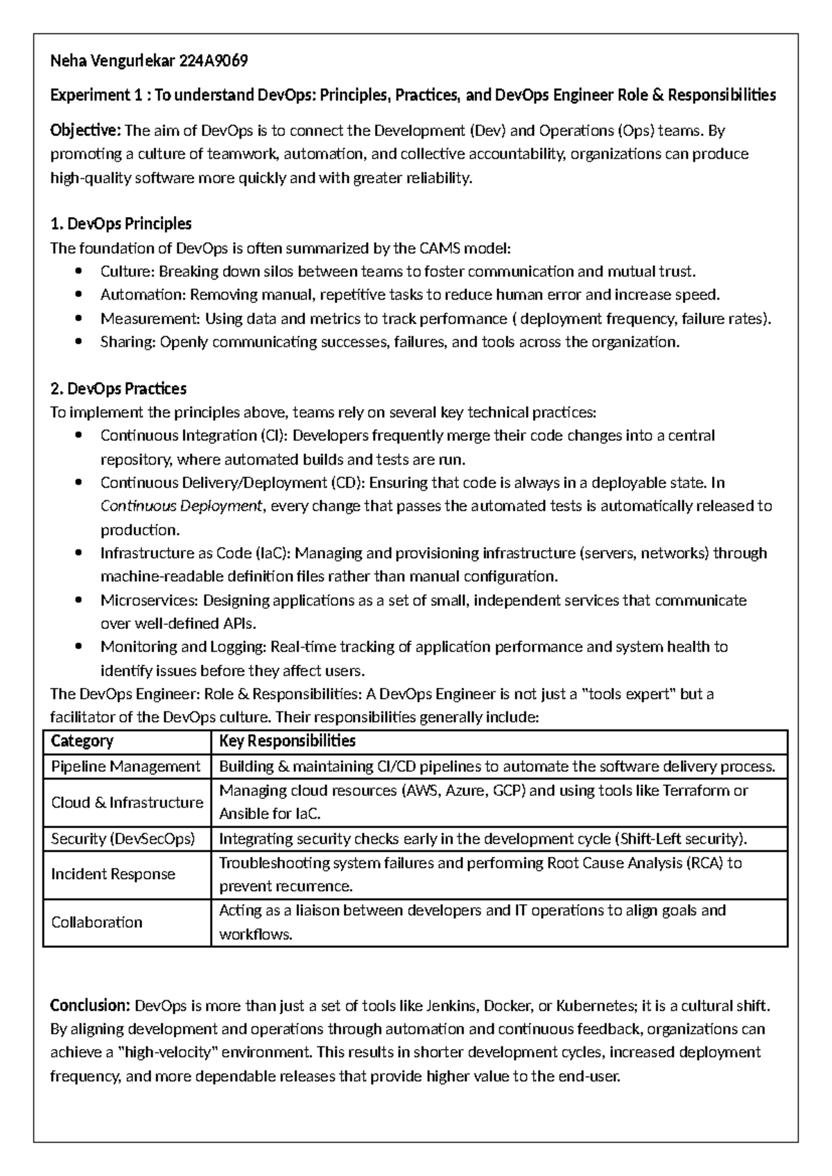 Experiment 1: Understanding DevOps Principles & Engineer Roles ...