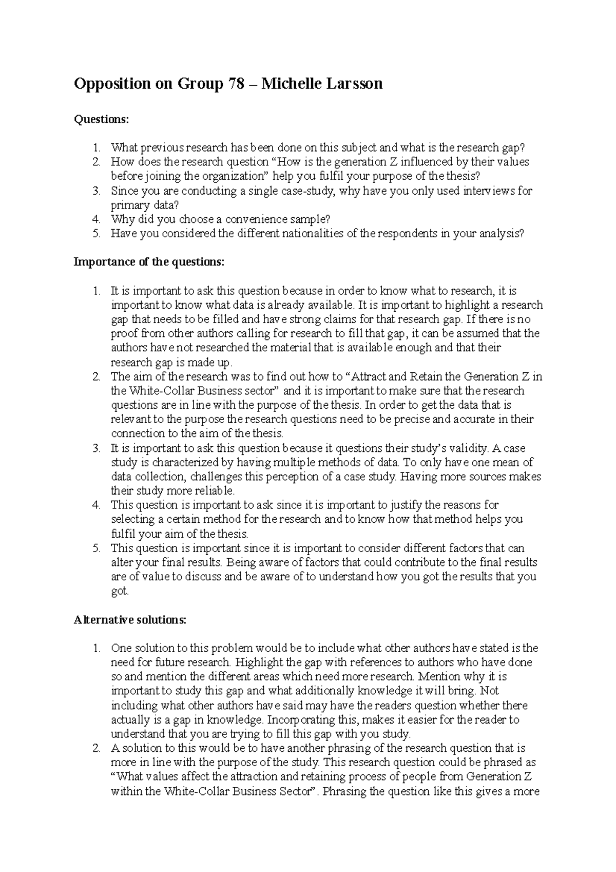 Opposition Analysis on Group 78: Insights and Recommendations - Studocu