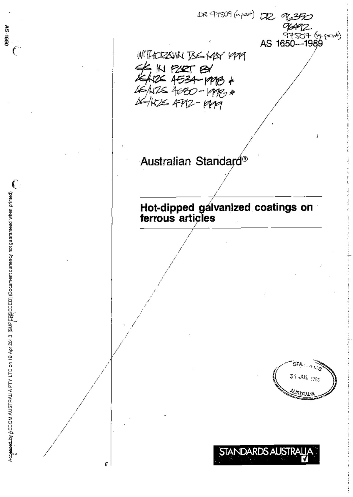 AS1650-1989 Hot-dipped galvanized coatings on ferrous articles ...