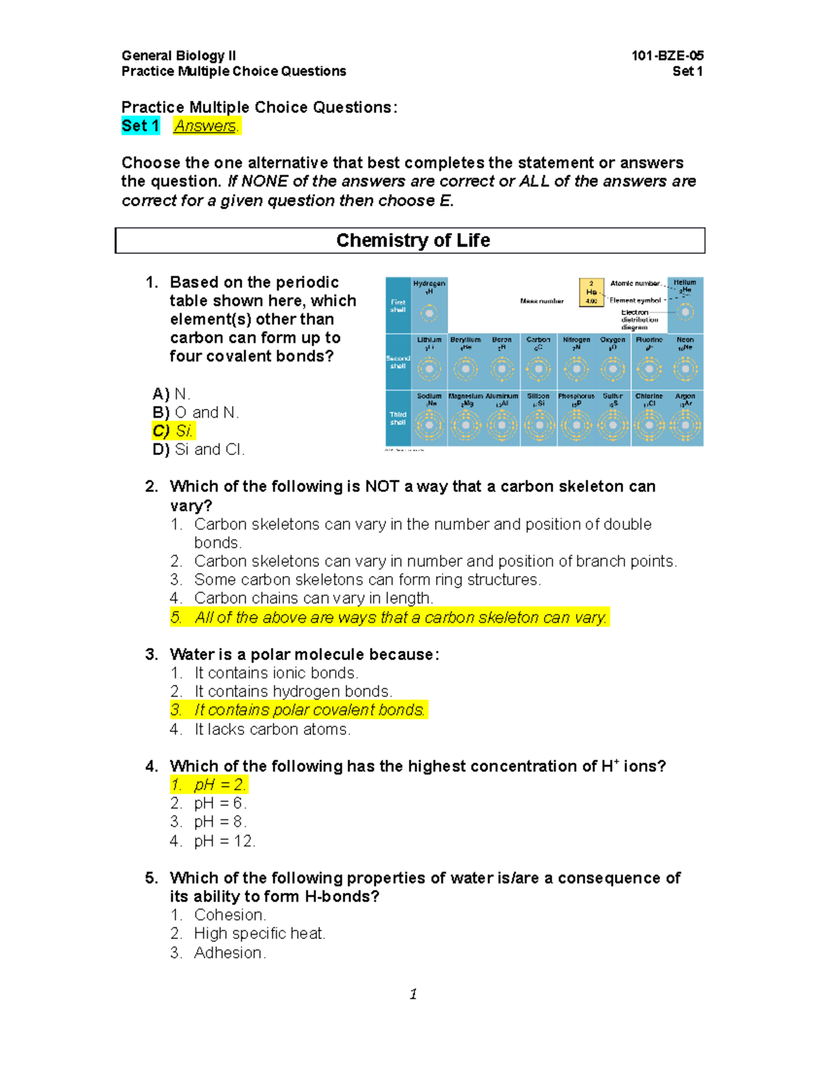 Review Questions Set 1 - Answers - Practice Multiple Choice Questions ...