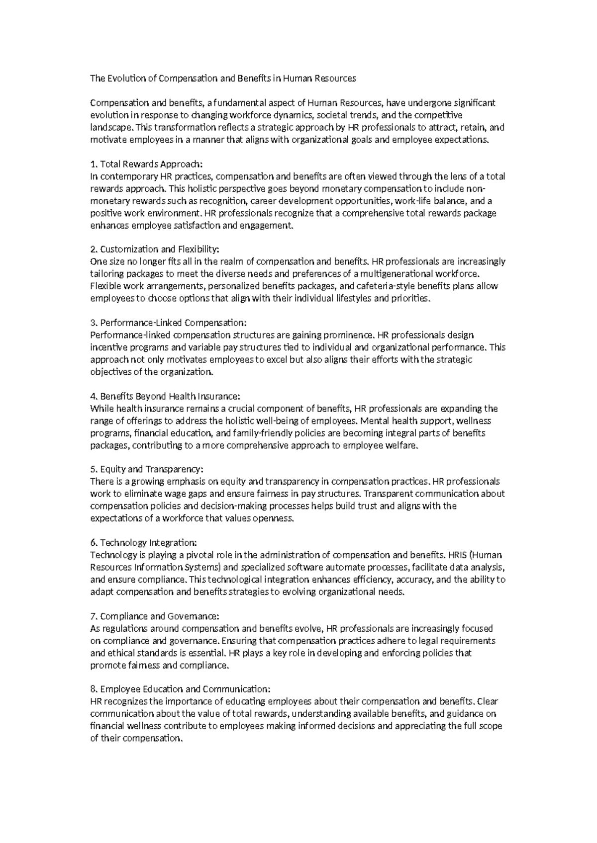 The Evolution of Compensation and Benefits in Huma - This ...