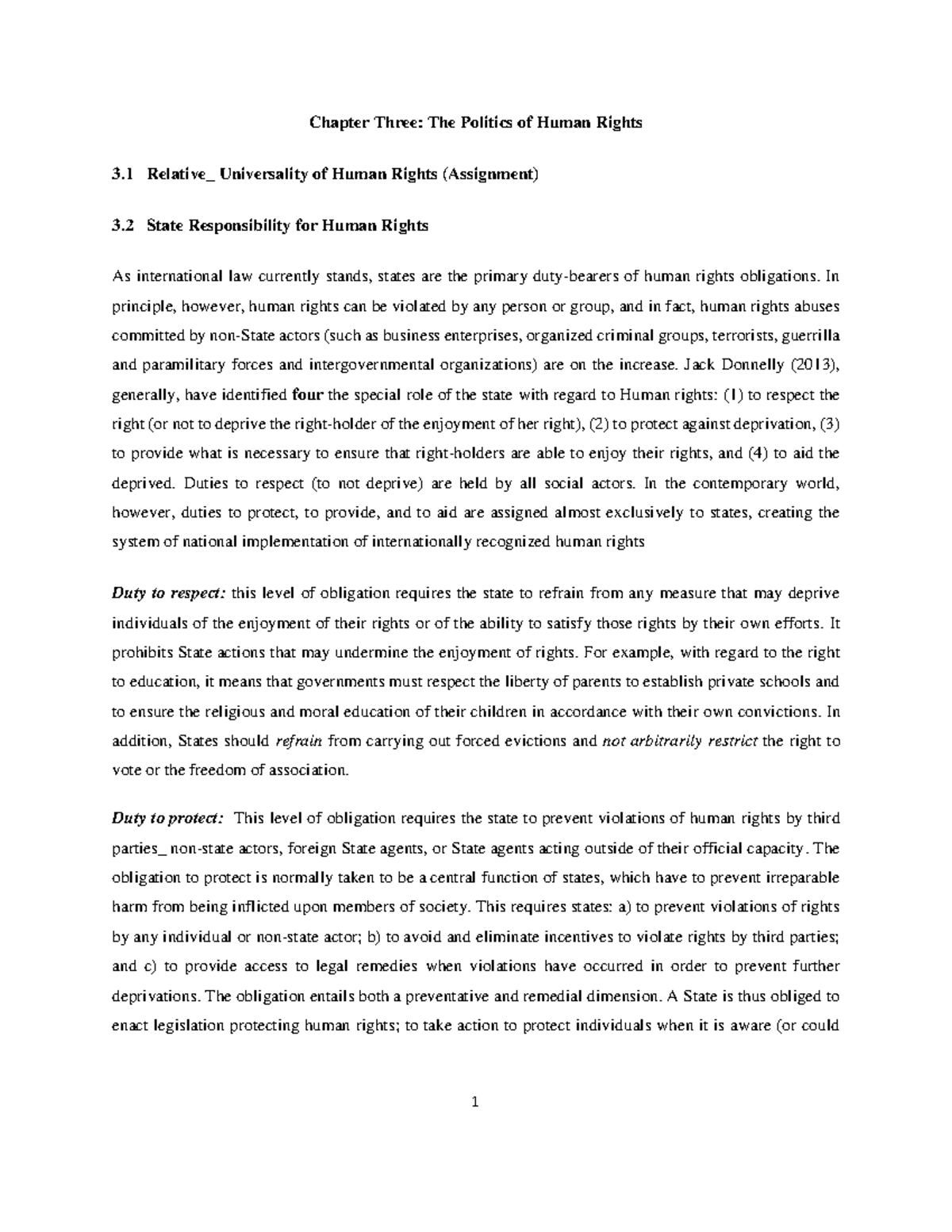 Chapter 3.1: The Politics of Human Rights - Lecture Notes - Studocu