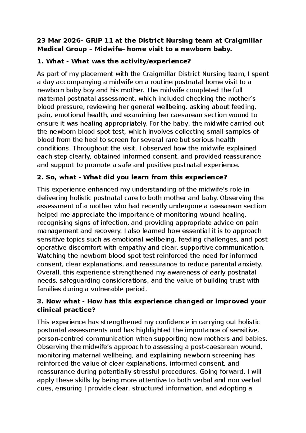 23 Mar 2026 - GRIP 11: Midwife Home Visit Reflection on Newborn Care ...