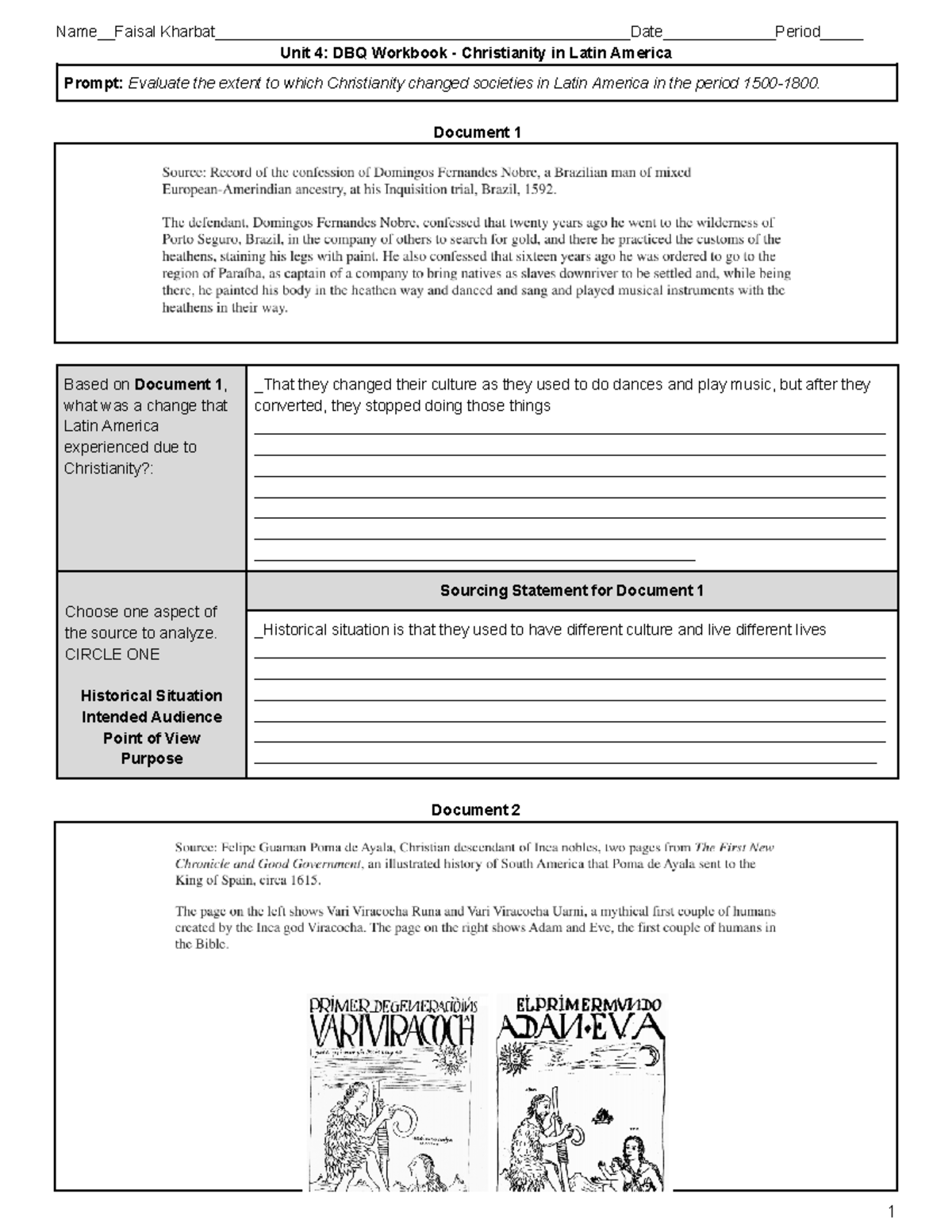 Copy of Unit 4 DBQ Packet - Christianity in Latin America - Name ...