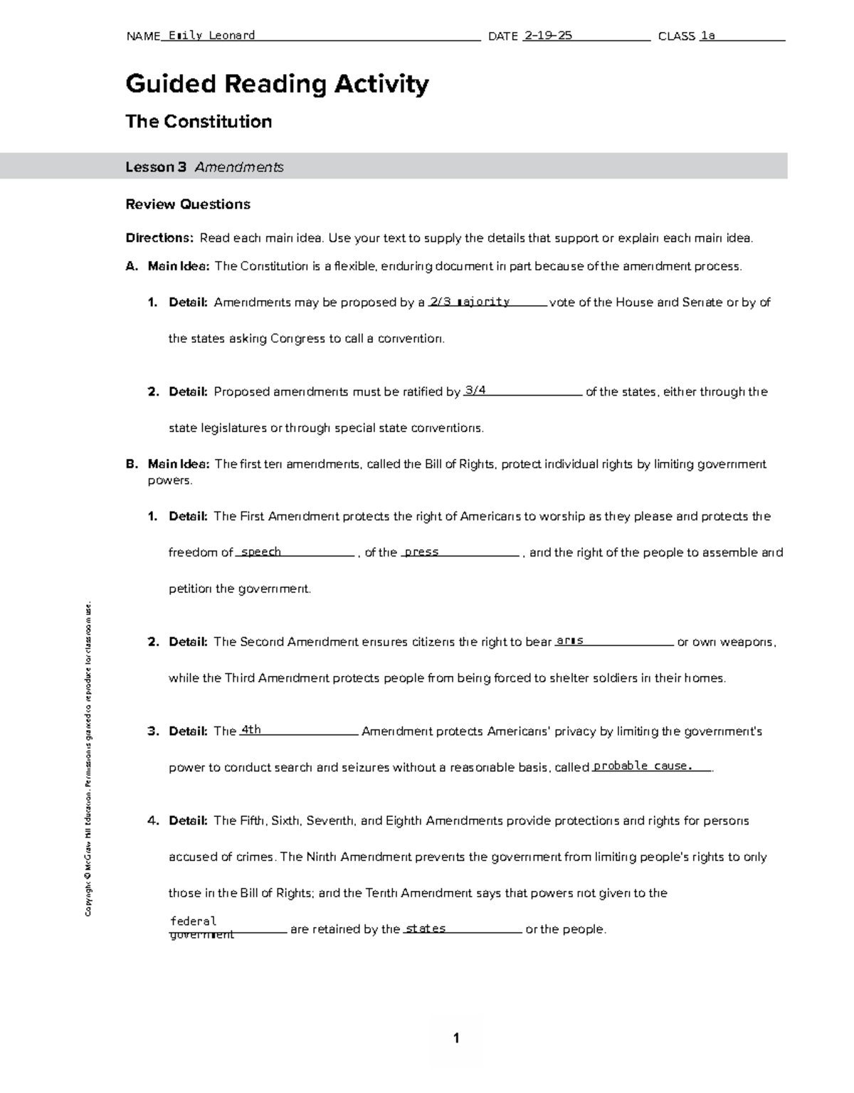 Ch 2 Lesson 3: Understanding Amendments in the Constitution - Studocu