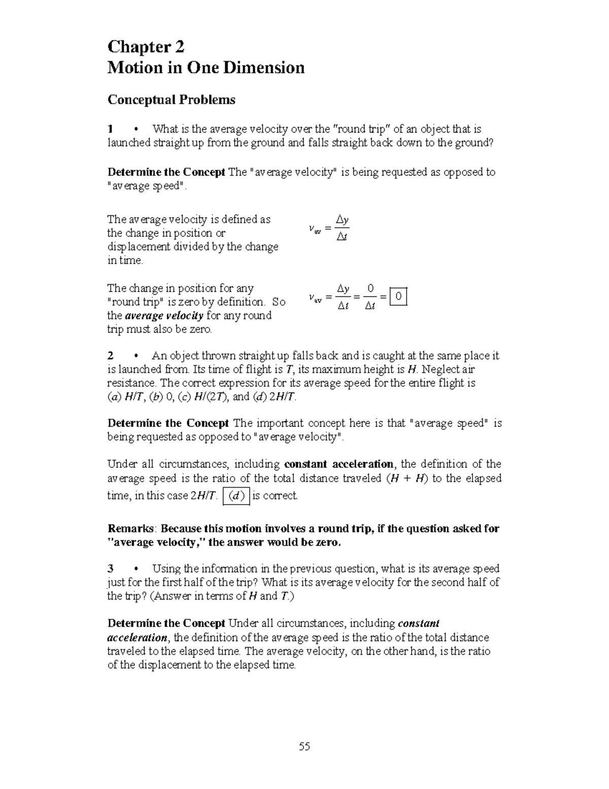 Chapter 2 Motion in One Dimension: Conceptual Problems Explained - Studocu