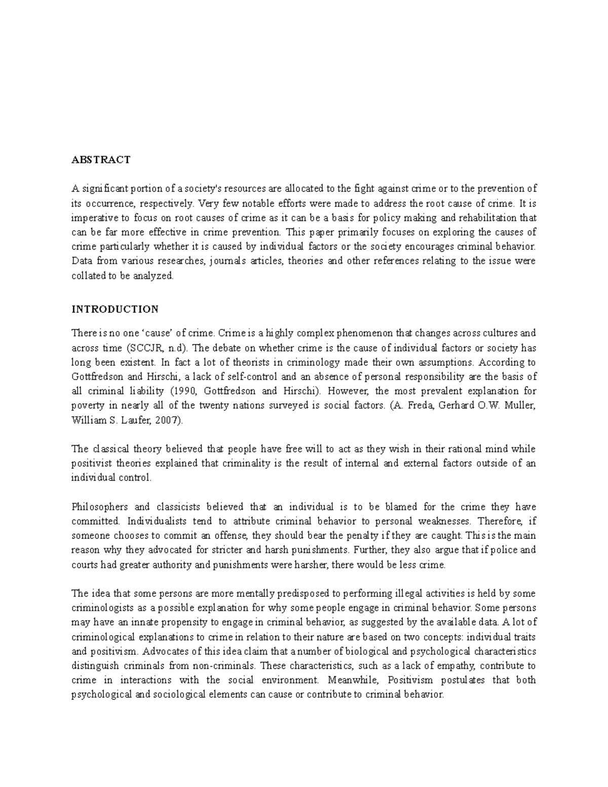 CTC Term Paper: Examining the Root Causes of Crime and Society - Studocu