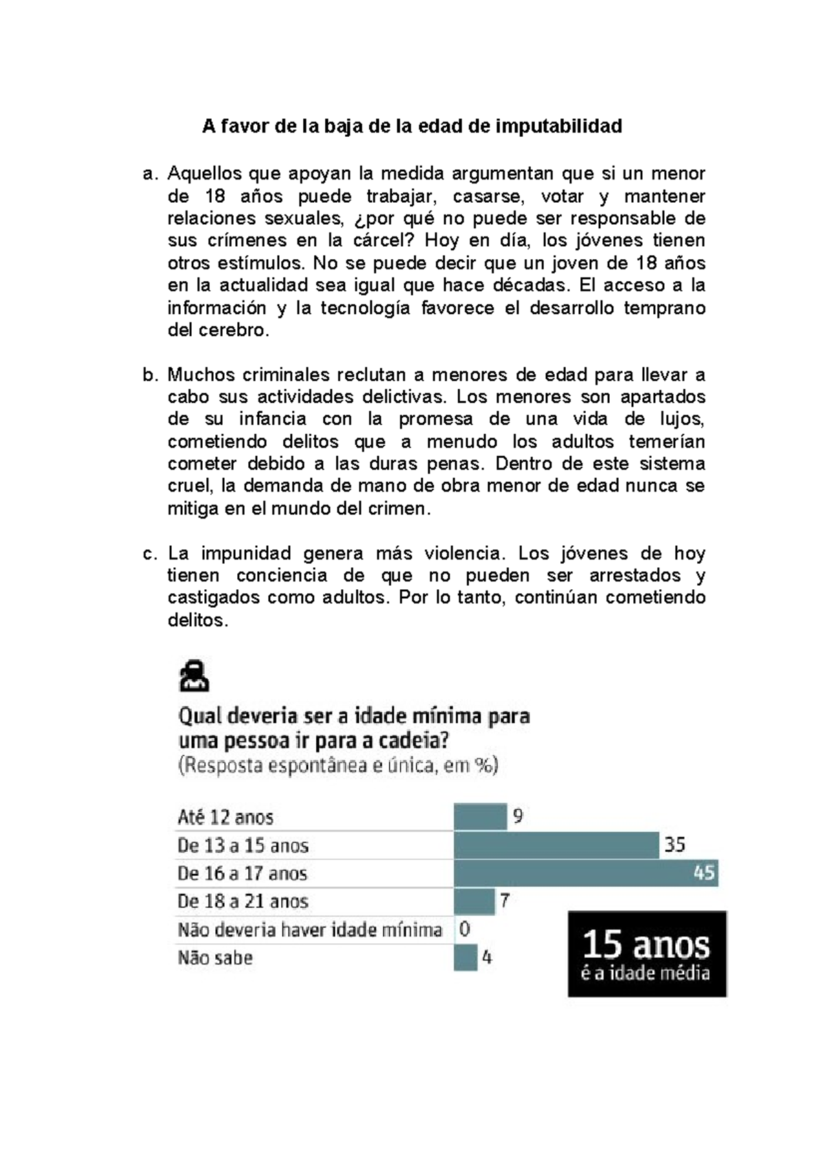 Argumentos a Favor y en Contra de la Baja de la Edad de Imputabilidad - Document Preview