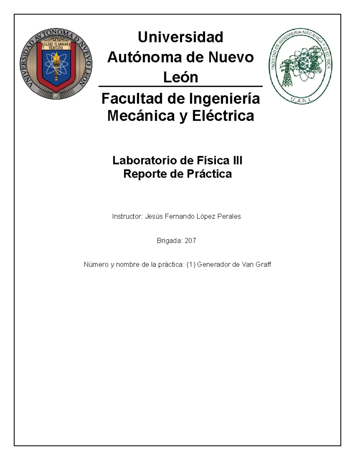 Practica #3 - Lab Fisica 3 - Universidad Autónoma de Nuevo León ...