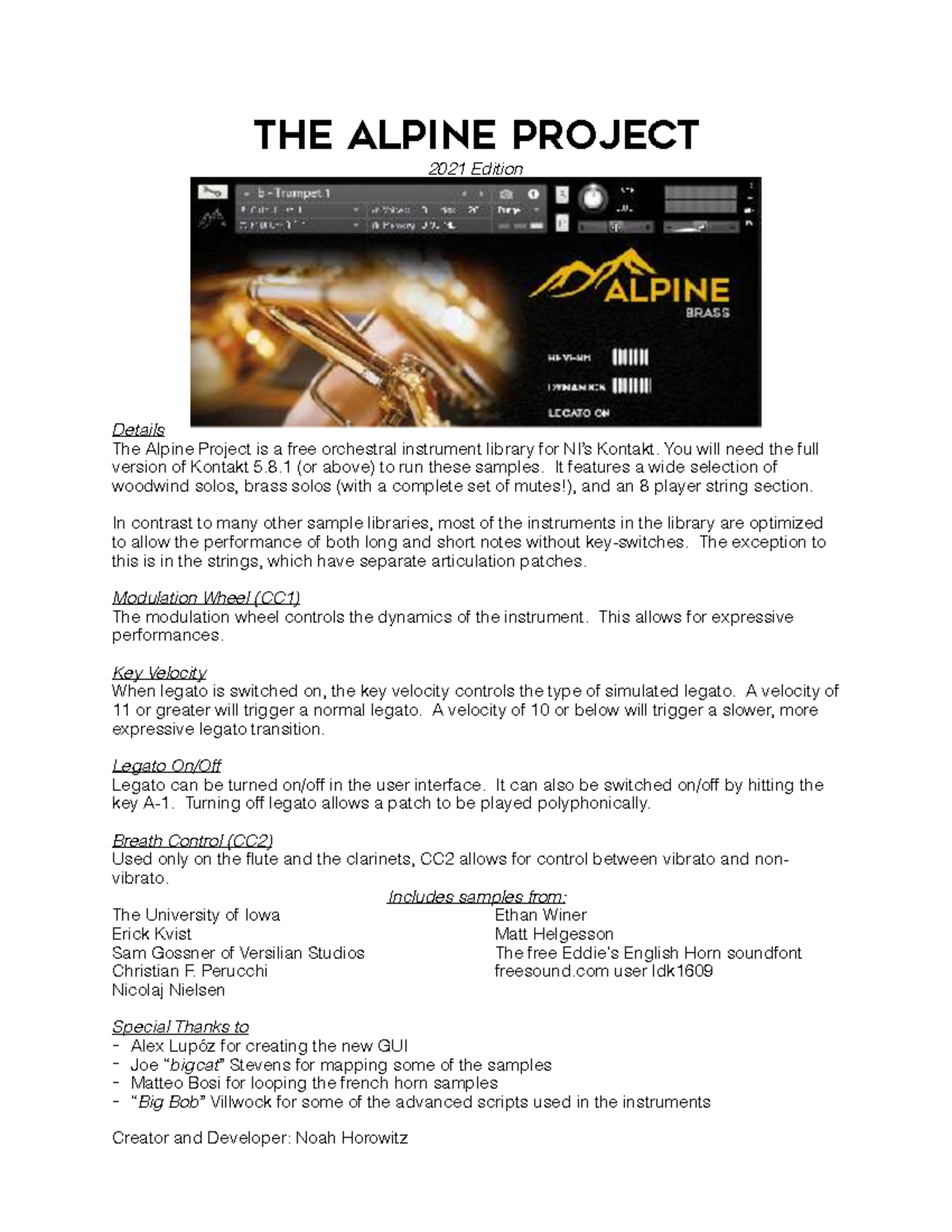Alpine Project 2021 Manual: Free Orchestral Library for Kontakt - Studocu