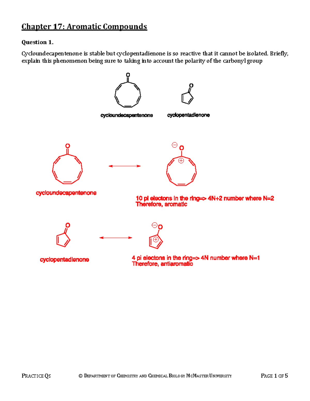 Chapter 17: Aromatic Compounds - Answer Key for Practice Questions ...
