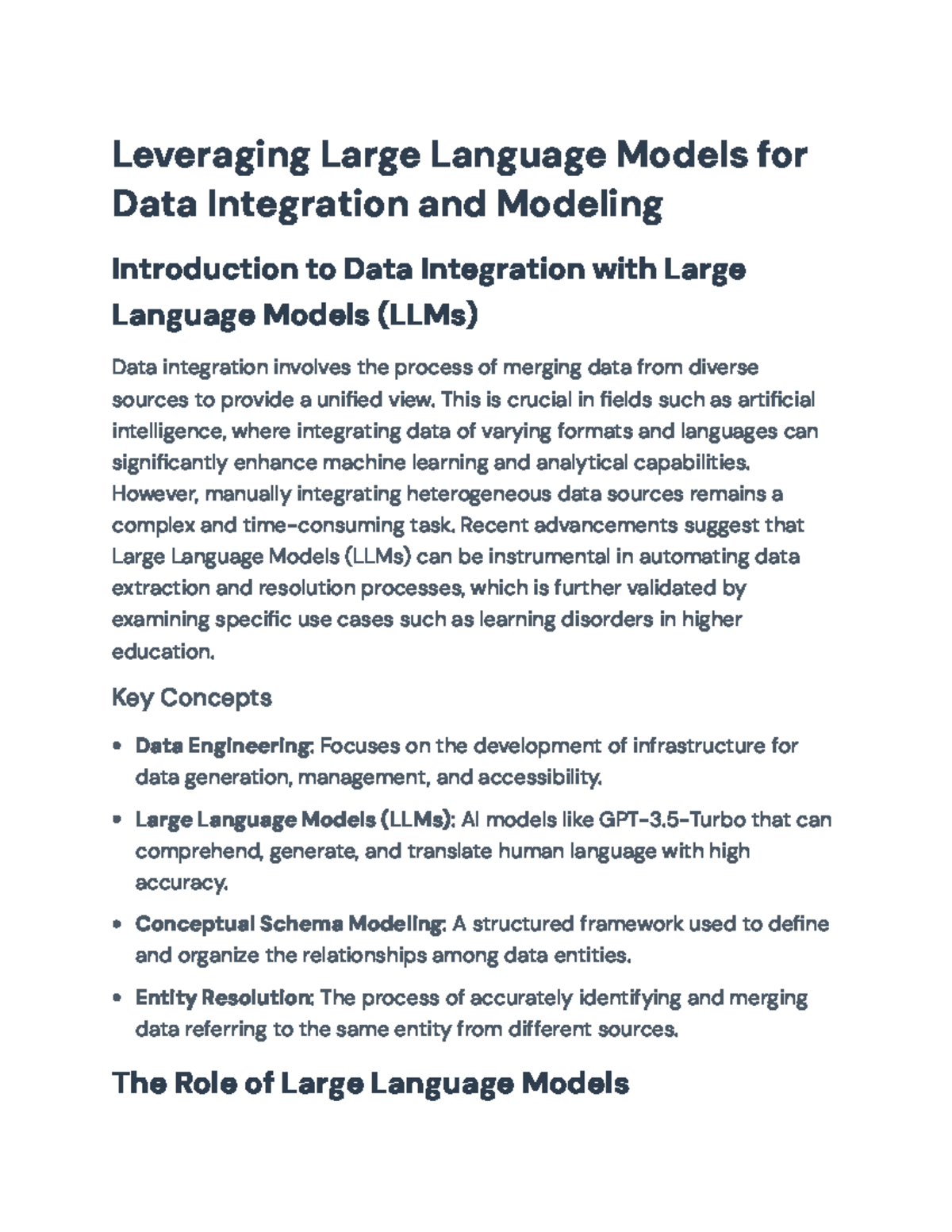 Integrating and Modeling Data with Large Language Models (LLMs ...