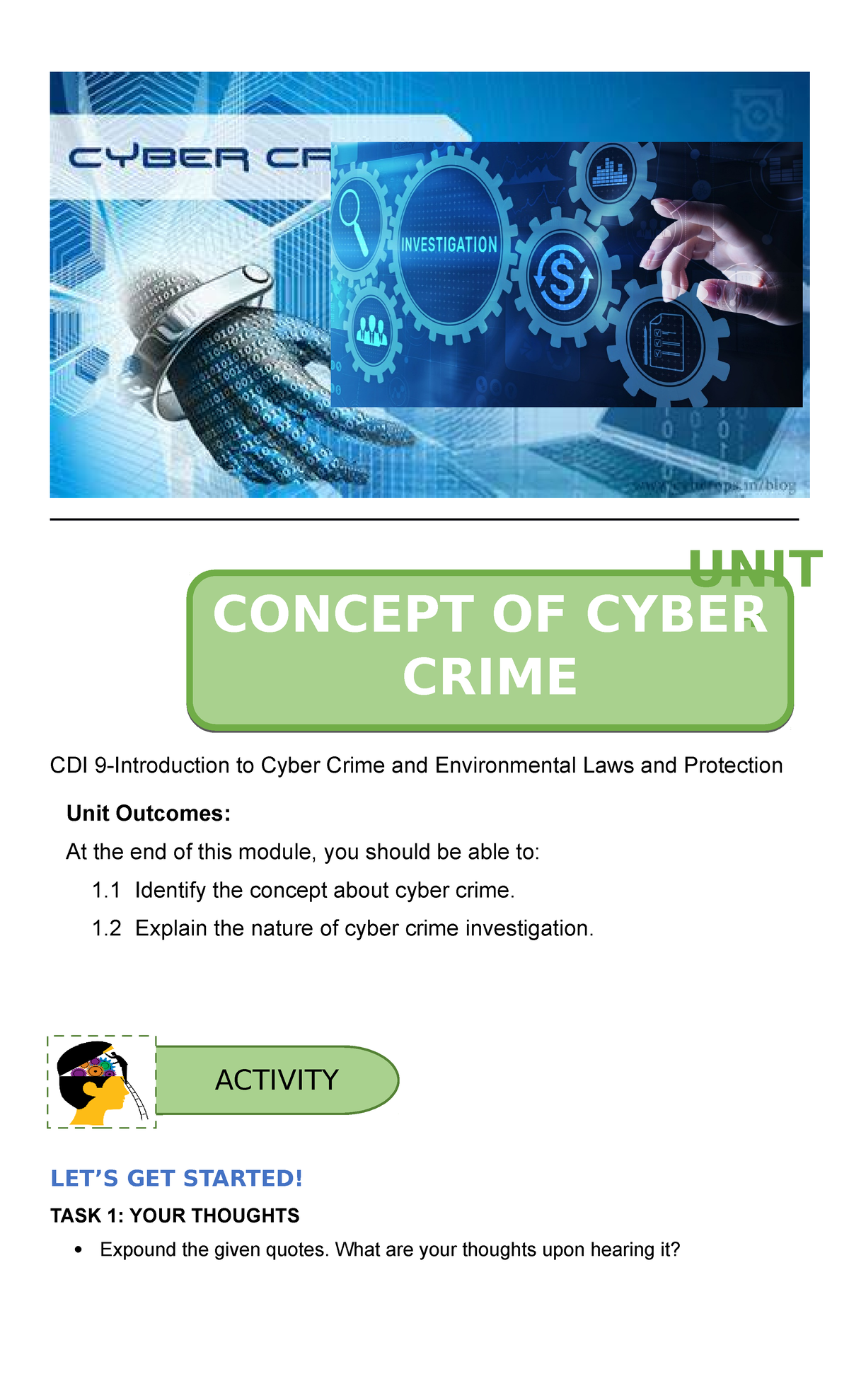 CDI 9 UNIT 1 - Cyber Crime Concepts and Investigations Notes - Studocu