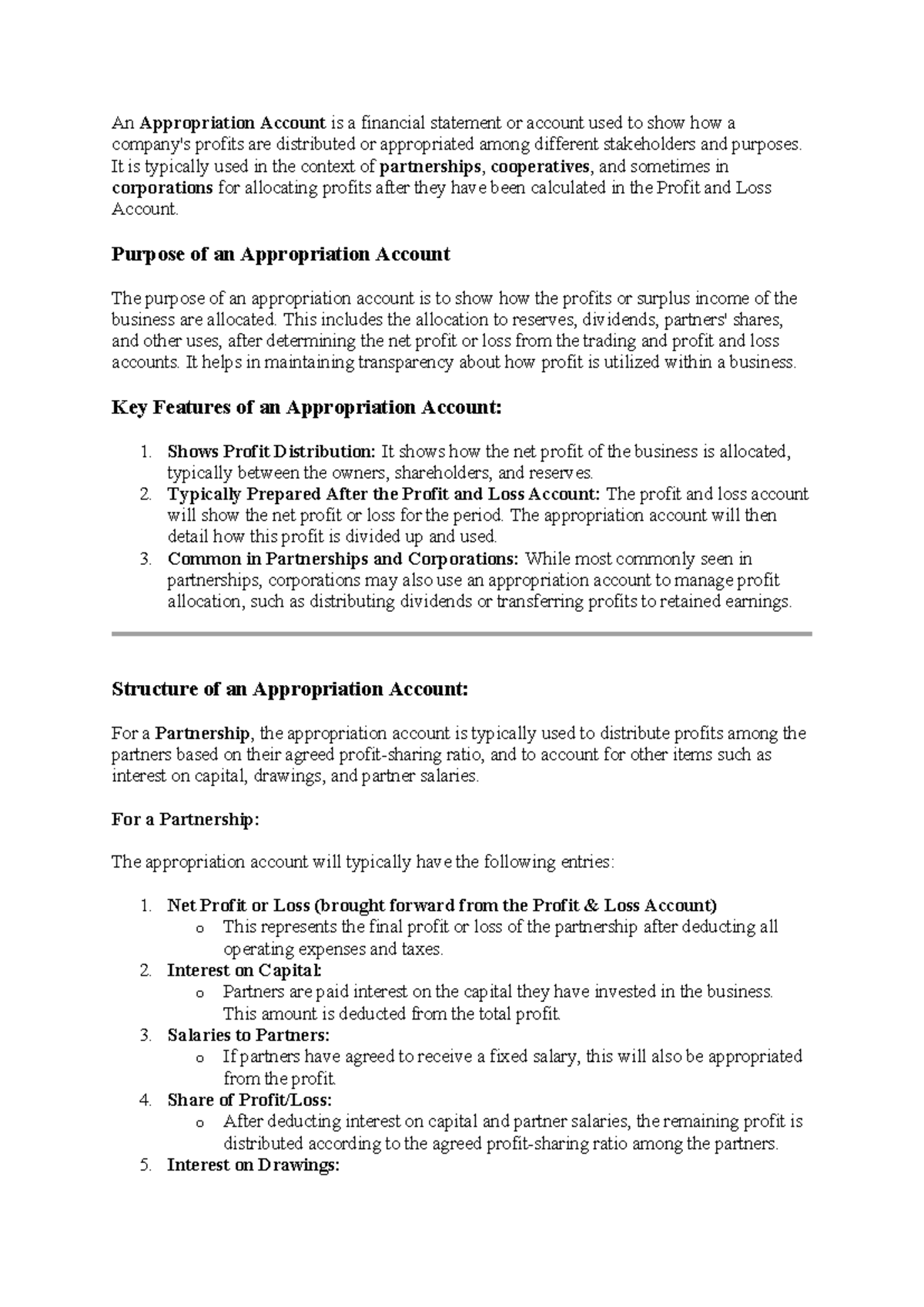 Appropriation Account Overview: Profit Distribution in Partnerships ...
