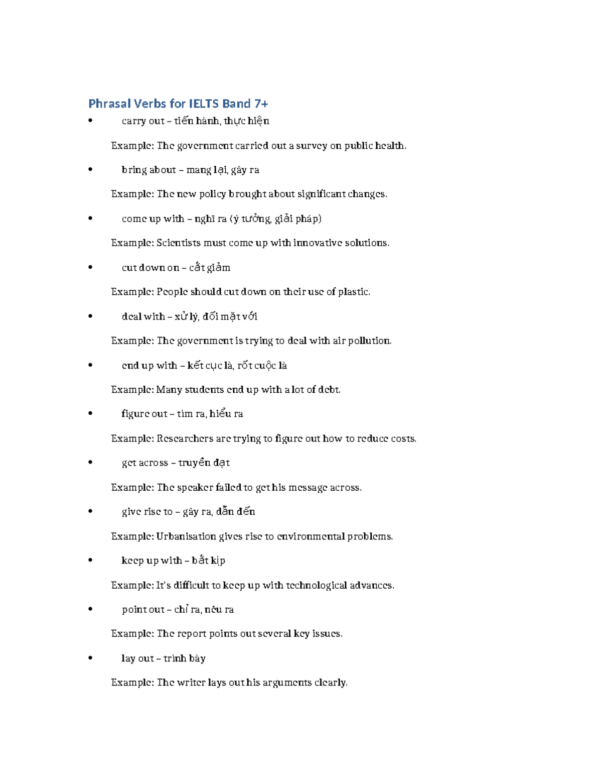 Phrasal Verbs for IELTS Preparation: Key Examples and Usage - Studocu