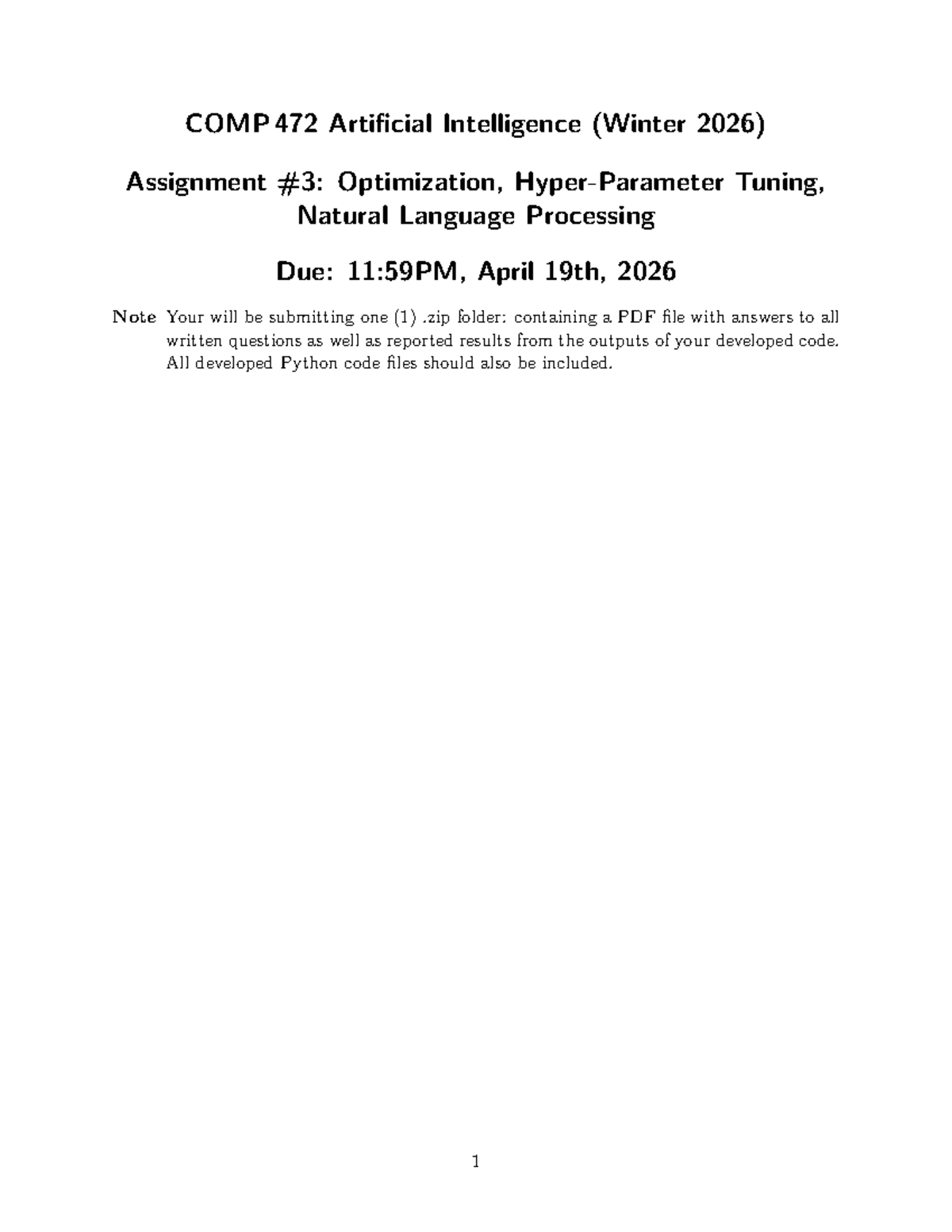 COMP 472 Artificial Intelligence Winter 2026 Major Assignment 3 - Studocu