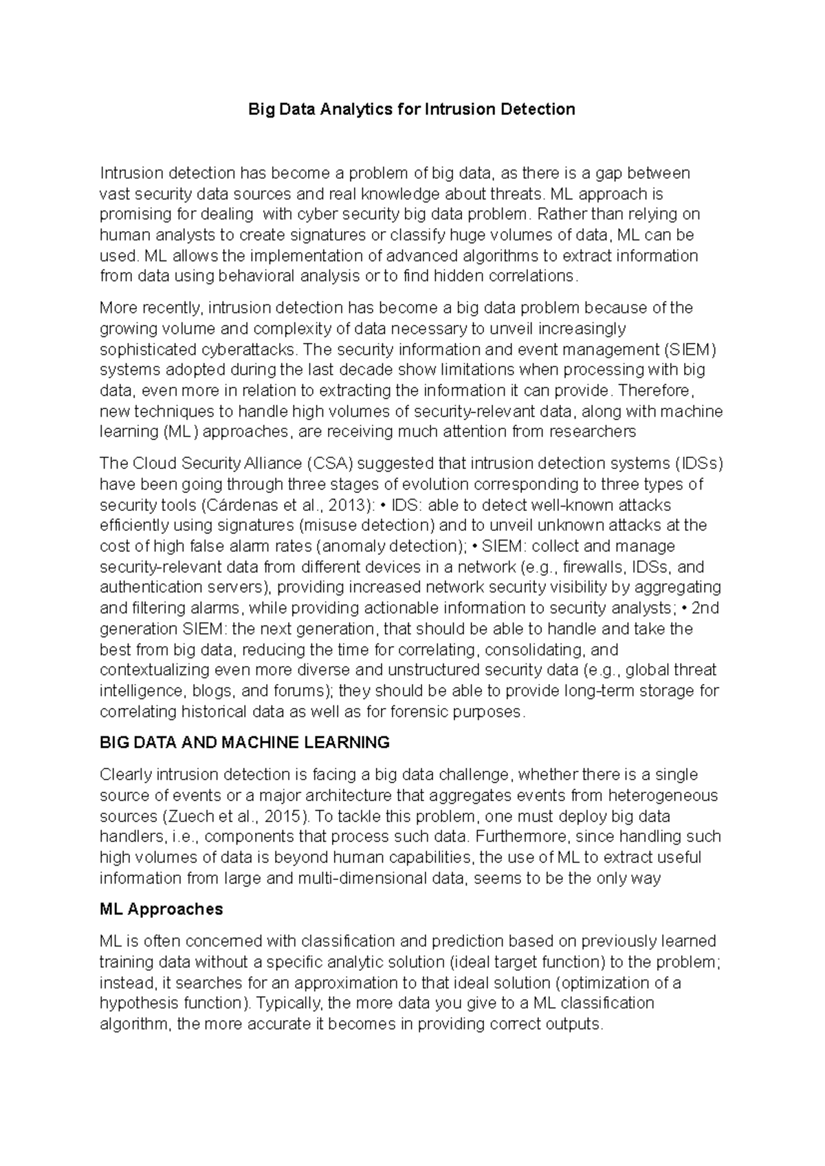 Intrusion notes-4 - Big Data Analytics for Intrusion Detection ...