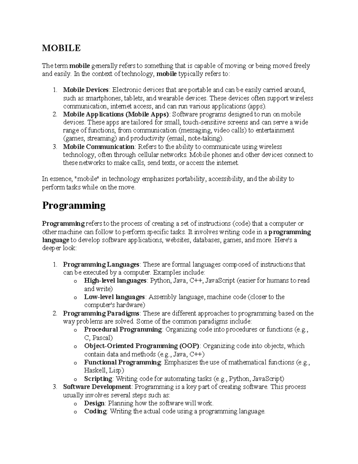 Mobile Programming Notes: Key Concepts & Tools for Android & iOS - Studocu